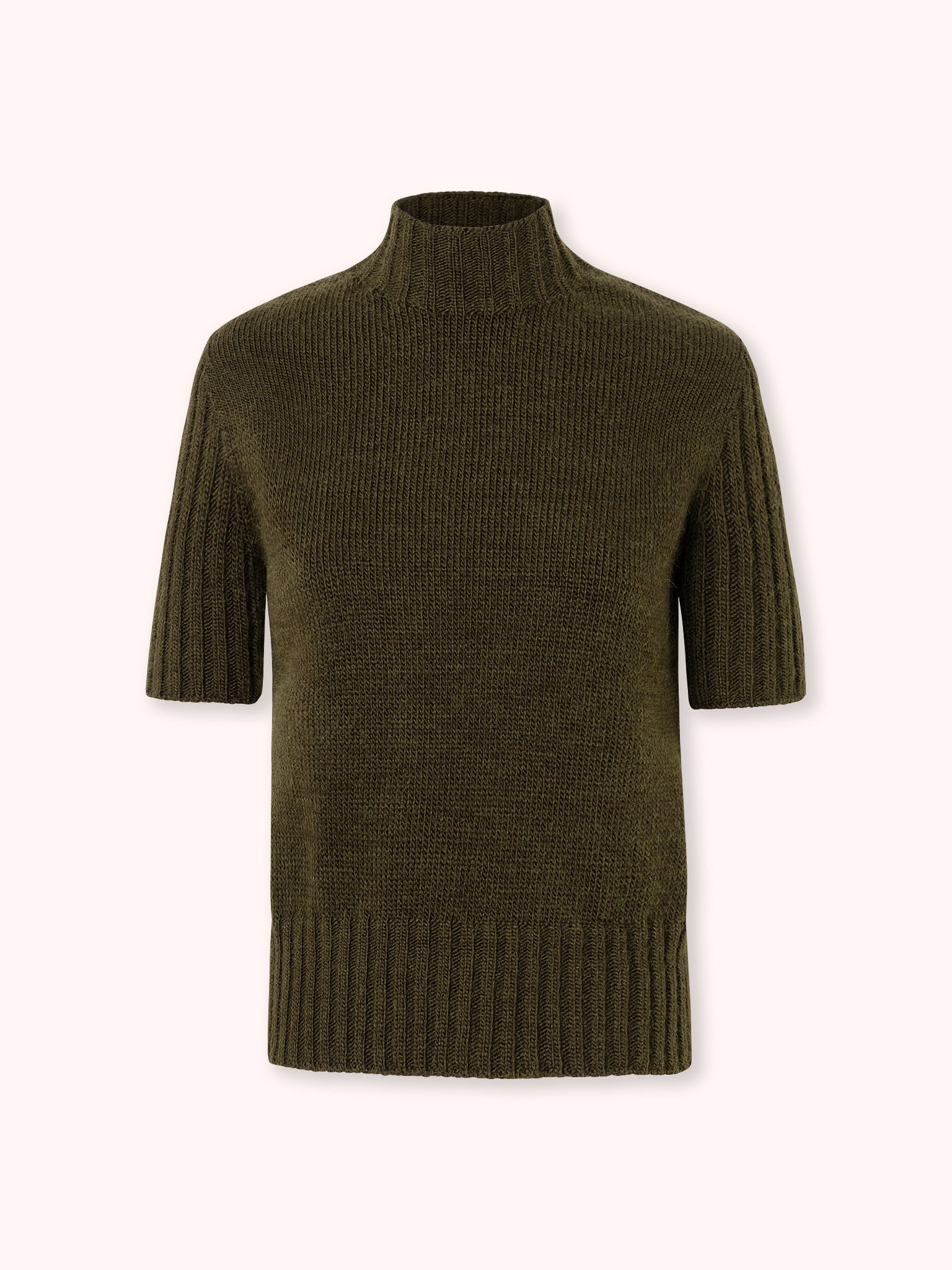 SUÉTER MANGA CORTA CON CUELLO ALTO VERDE