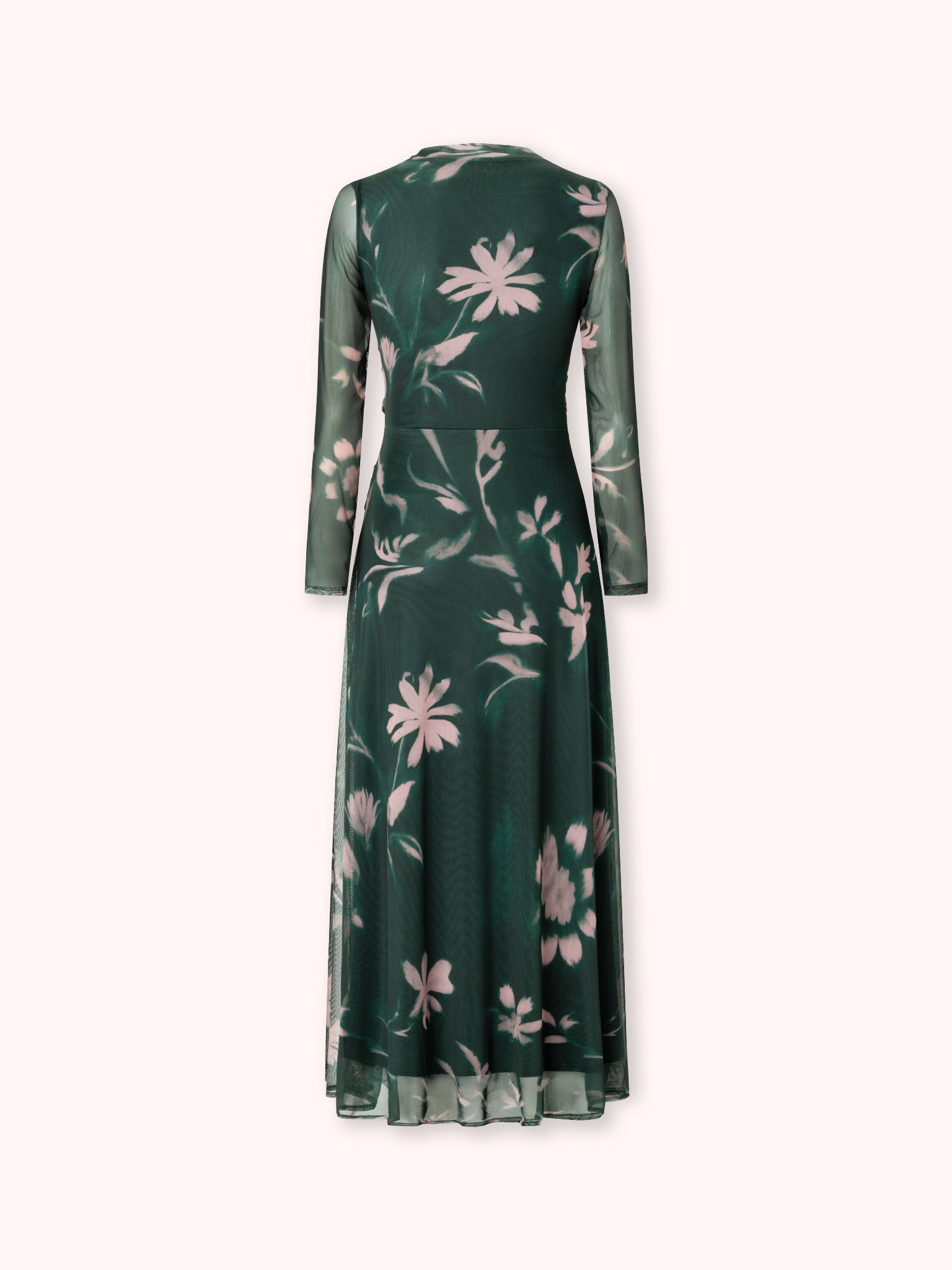 VESTIDO MANGA LARGA CON ESTAMPADO FLORAL VERDE