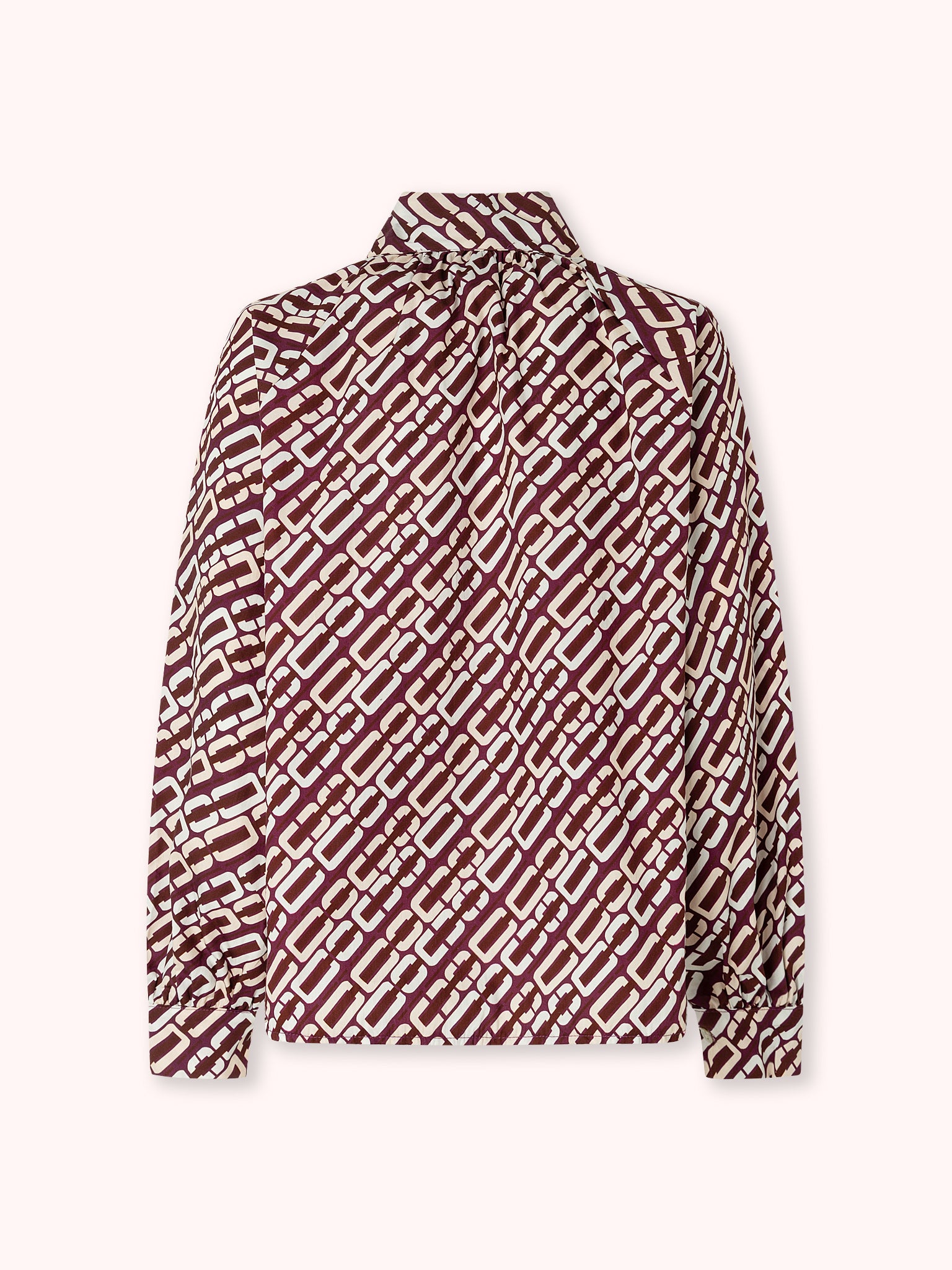 BLUSA MANGA ABULLONADA CON ESTAMPADO BURDEOS