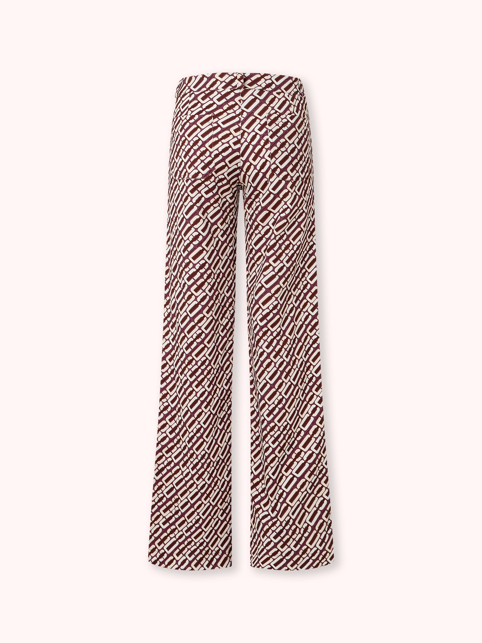 PANTALÓN FLARE CON BOLSILLOS ESTAMPADO BURDEOS
