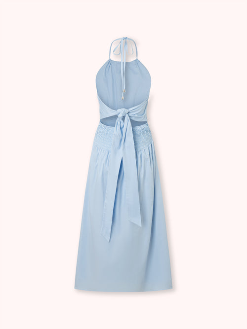 VESTIDO MIDI HALTER AZUL