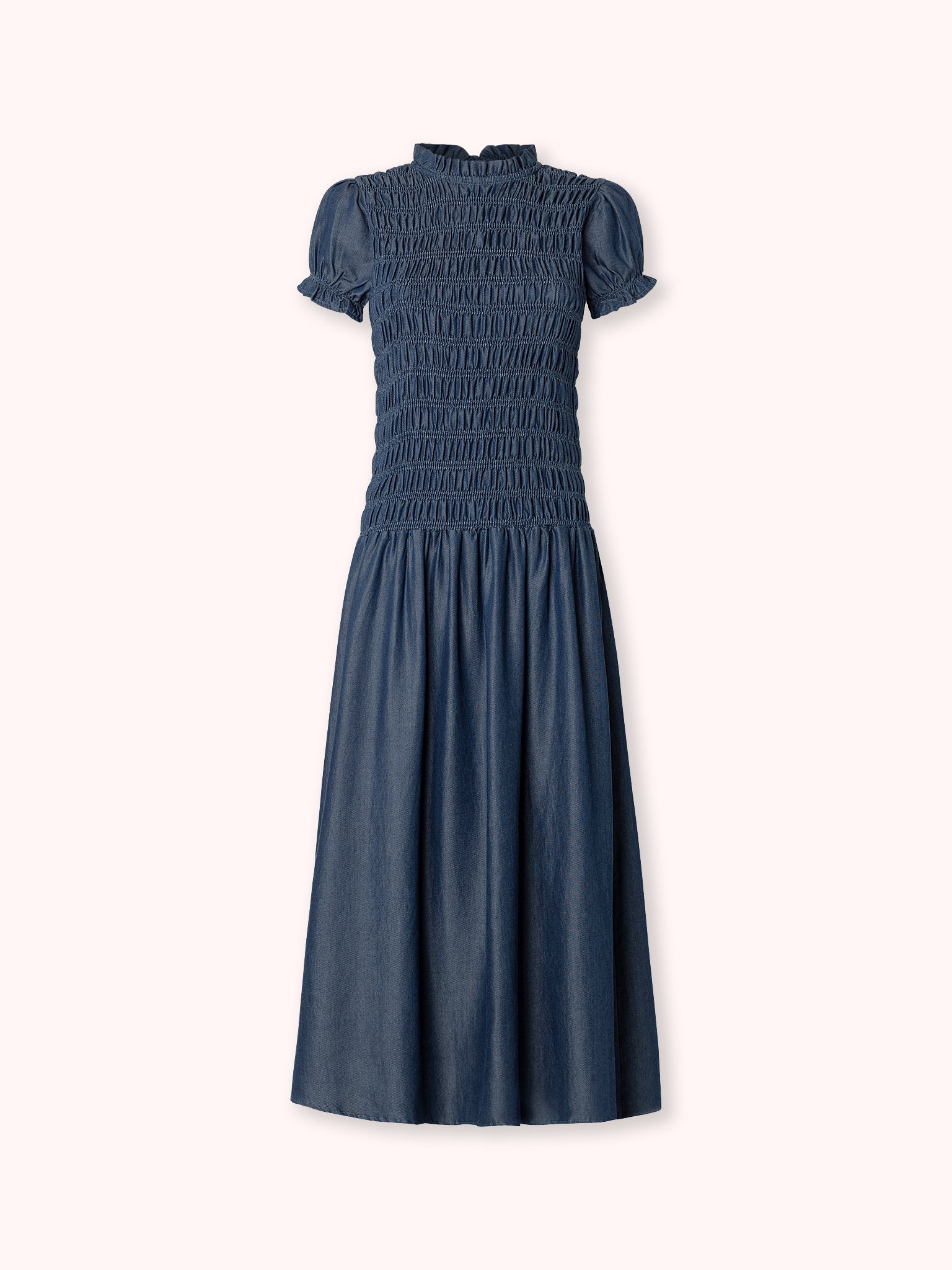 VESTIDO LARGO FRUNCIDO DENIM