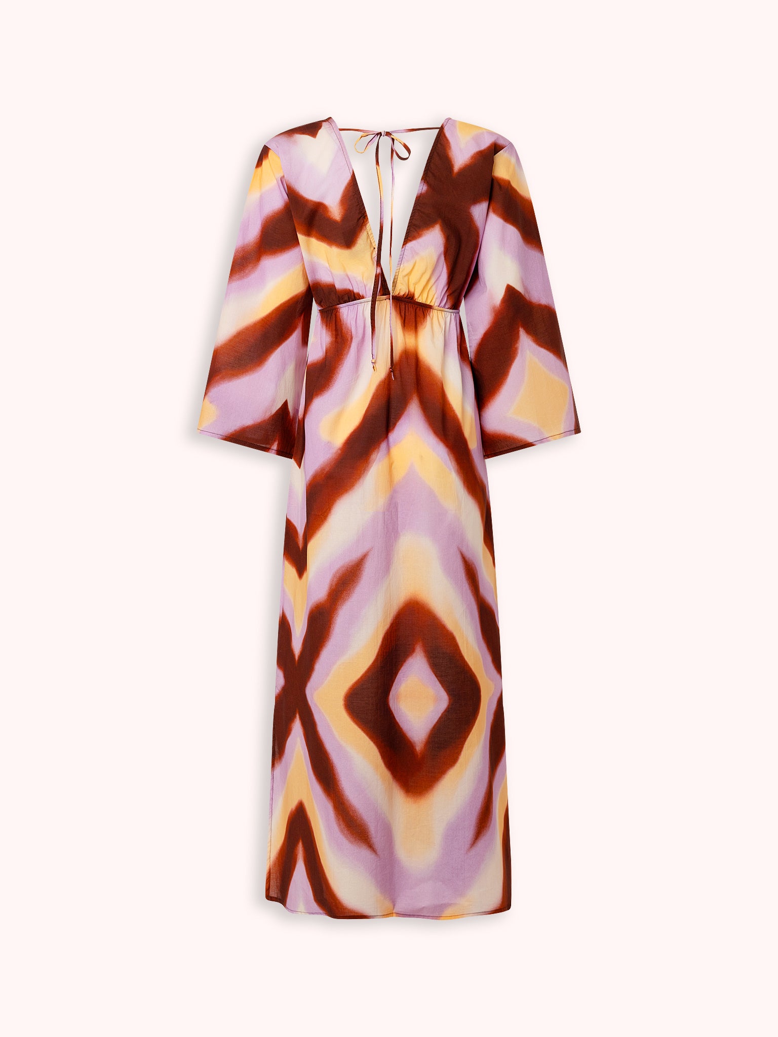 VESTIDO ESTAMPADO CON ESCOTE PICO ROSA