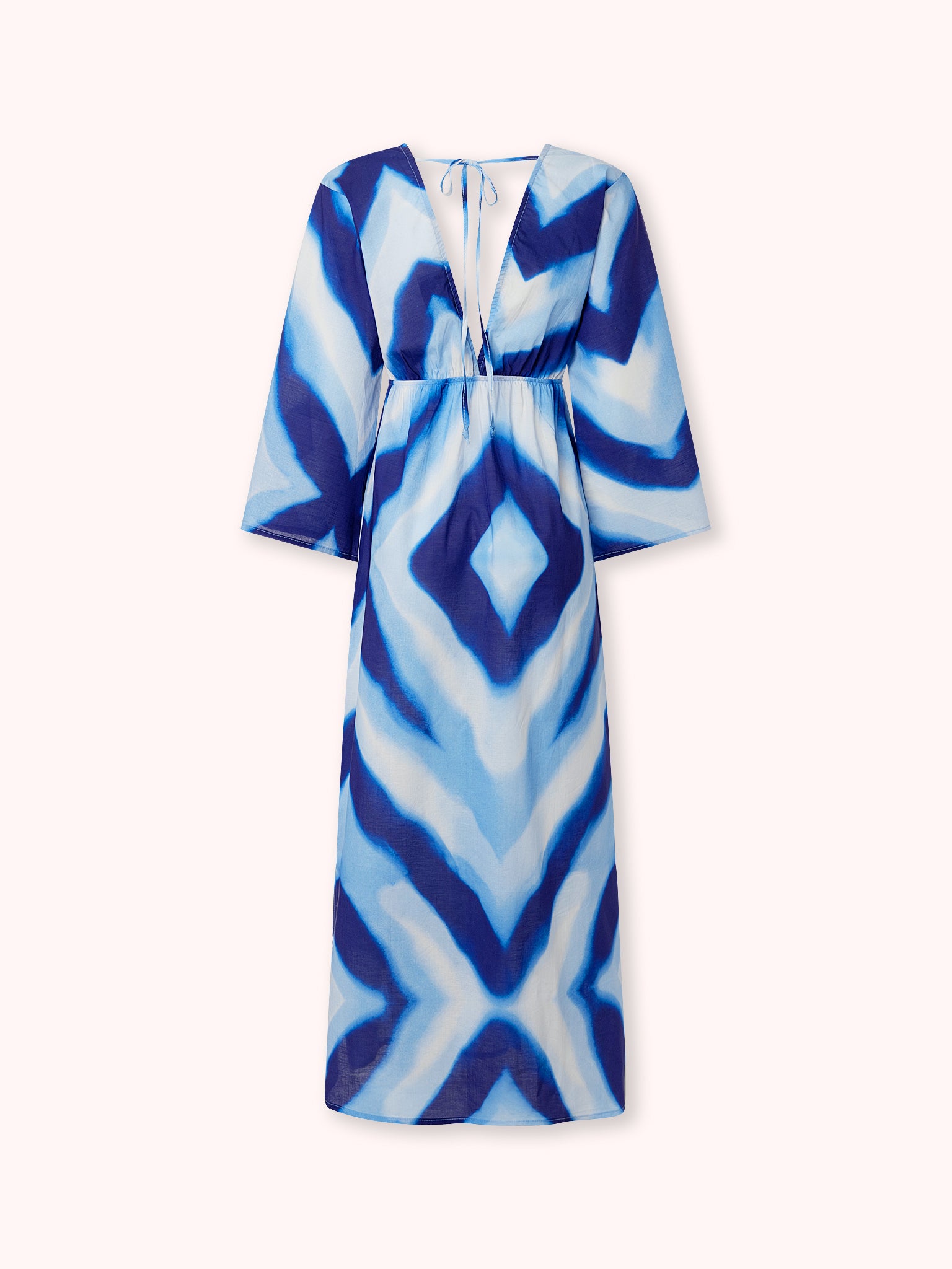 VESTIDO ESTAMPADO CON ESCOTE PICO AZUL