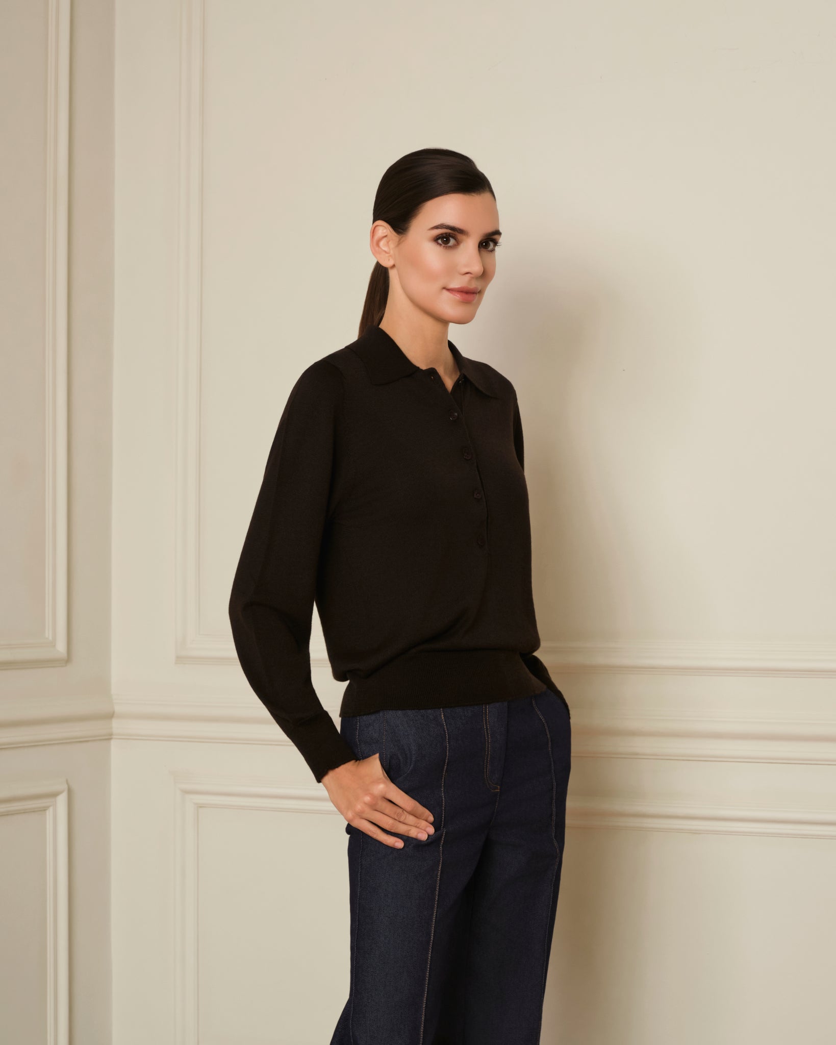 JERSEY CUELLO POLO MARRÓN