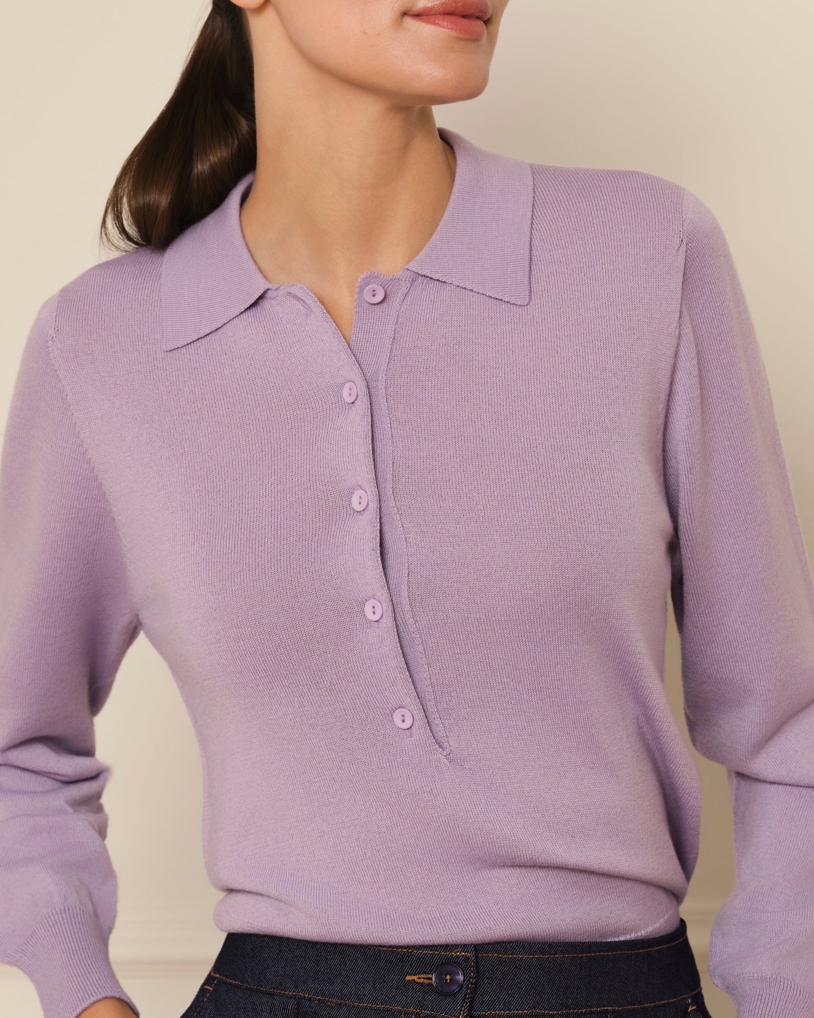 JERSEY CUELLO POLO MALVA