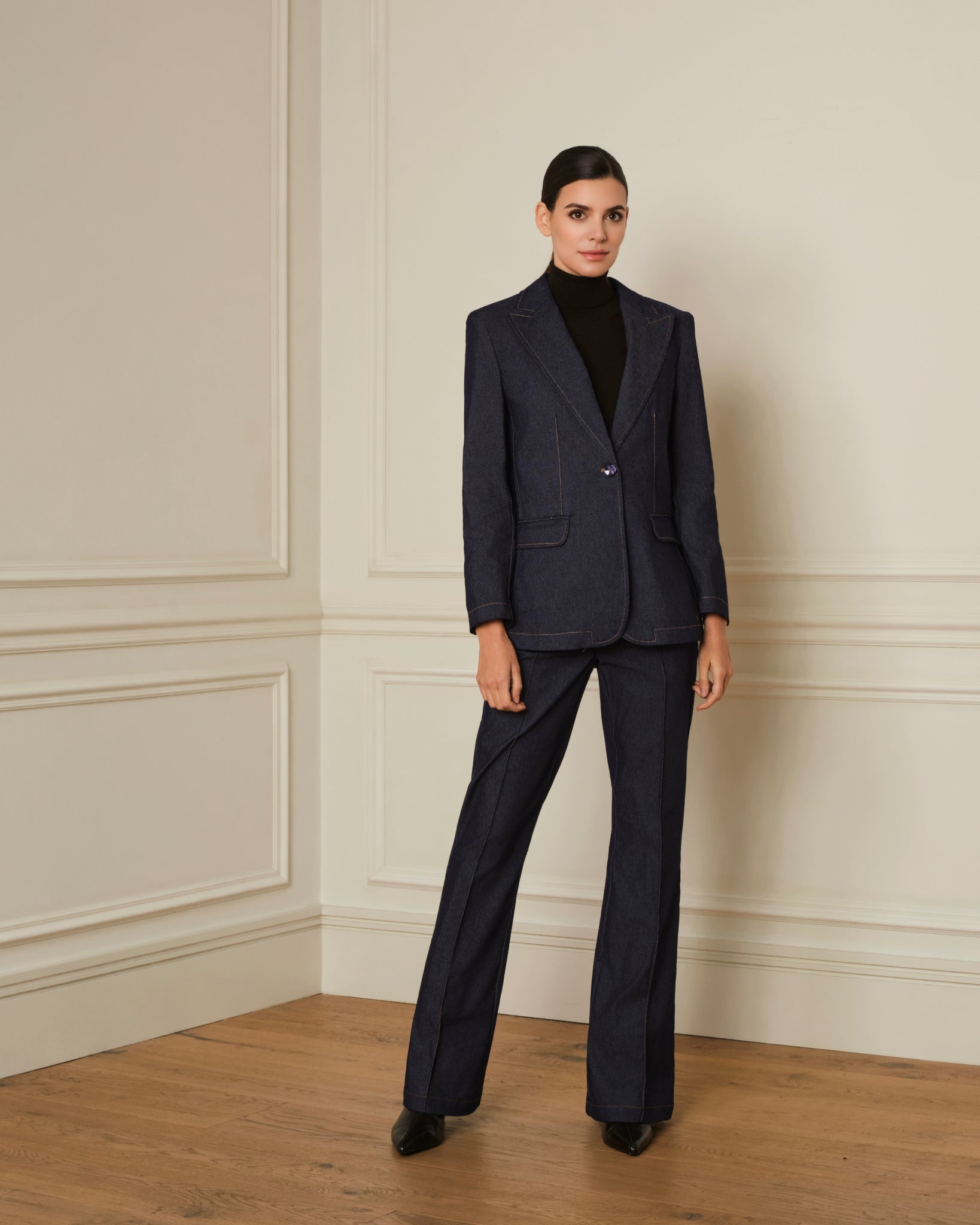 BLAZER CON COSTURAS VISTAS DENIM