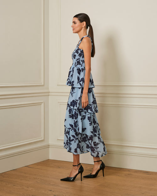 VESTIDO DE VOLANTES AZUL