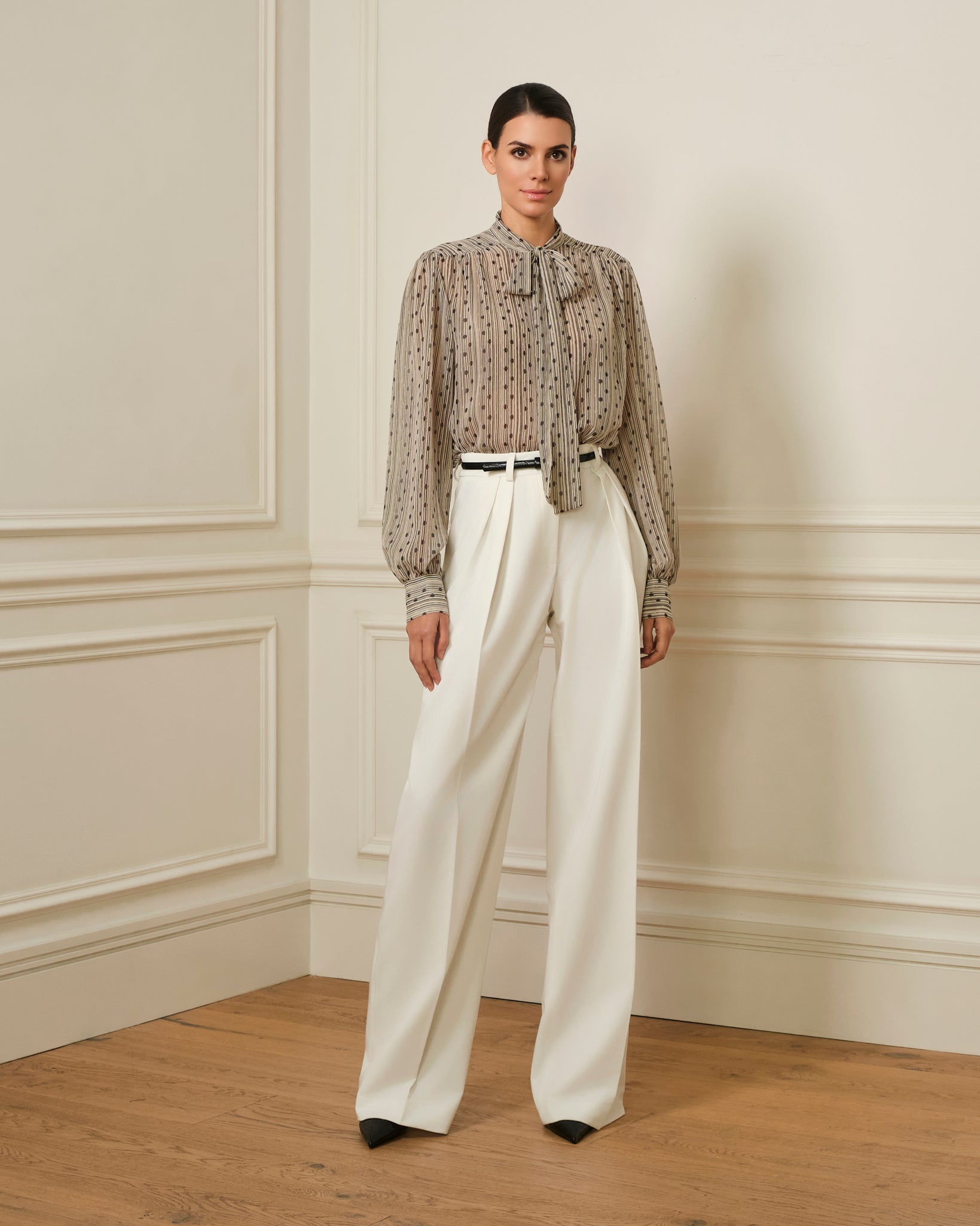 CAMISA LAZADA CON ESTAMPADO BEIGE