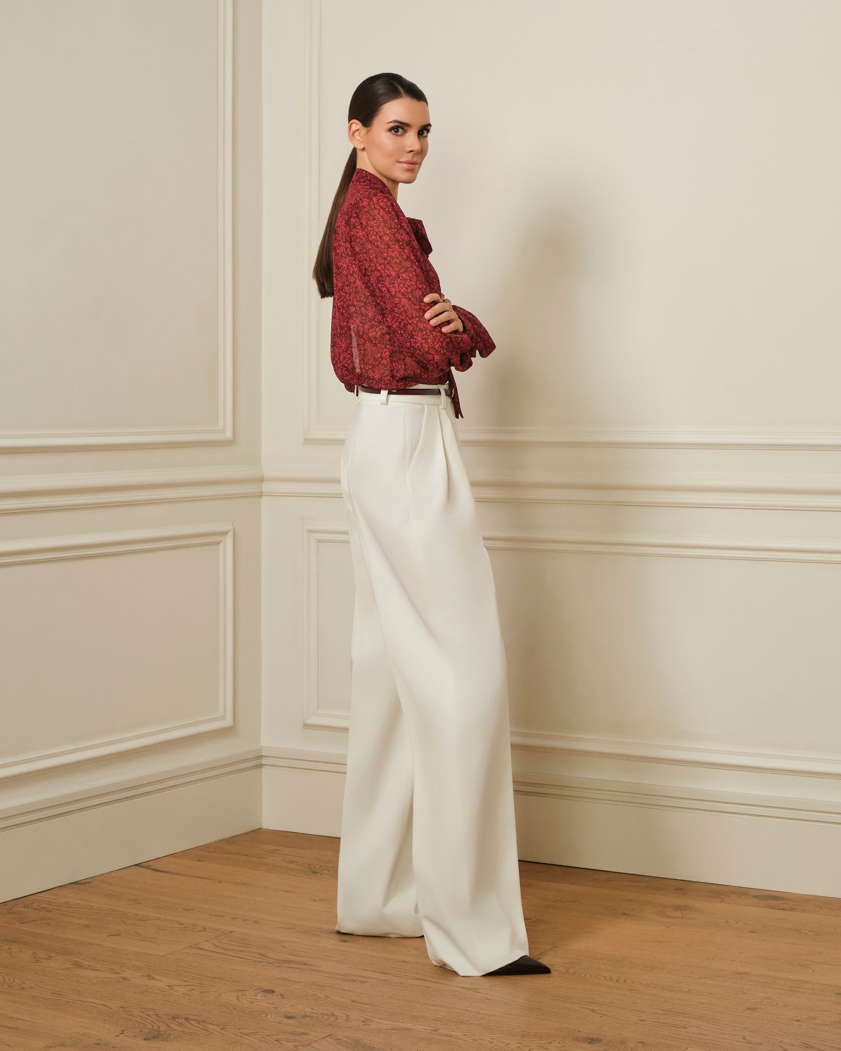 CAMISA LAZADA CON ESTAMPADO ROJO