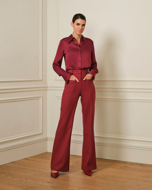 CAMISA SATINADA GRANATE