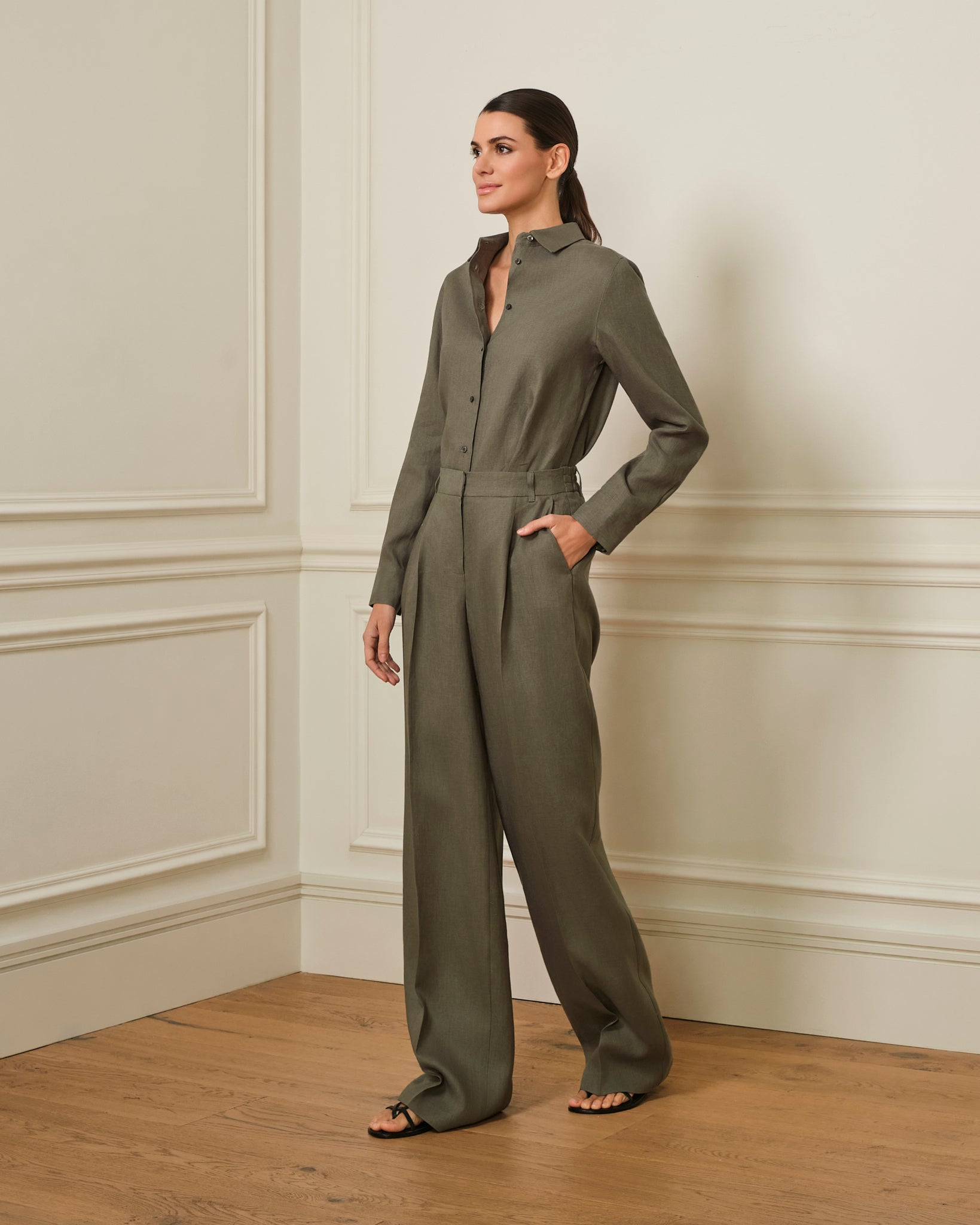 PANTALÓN DE LINO VERDE