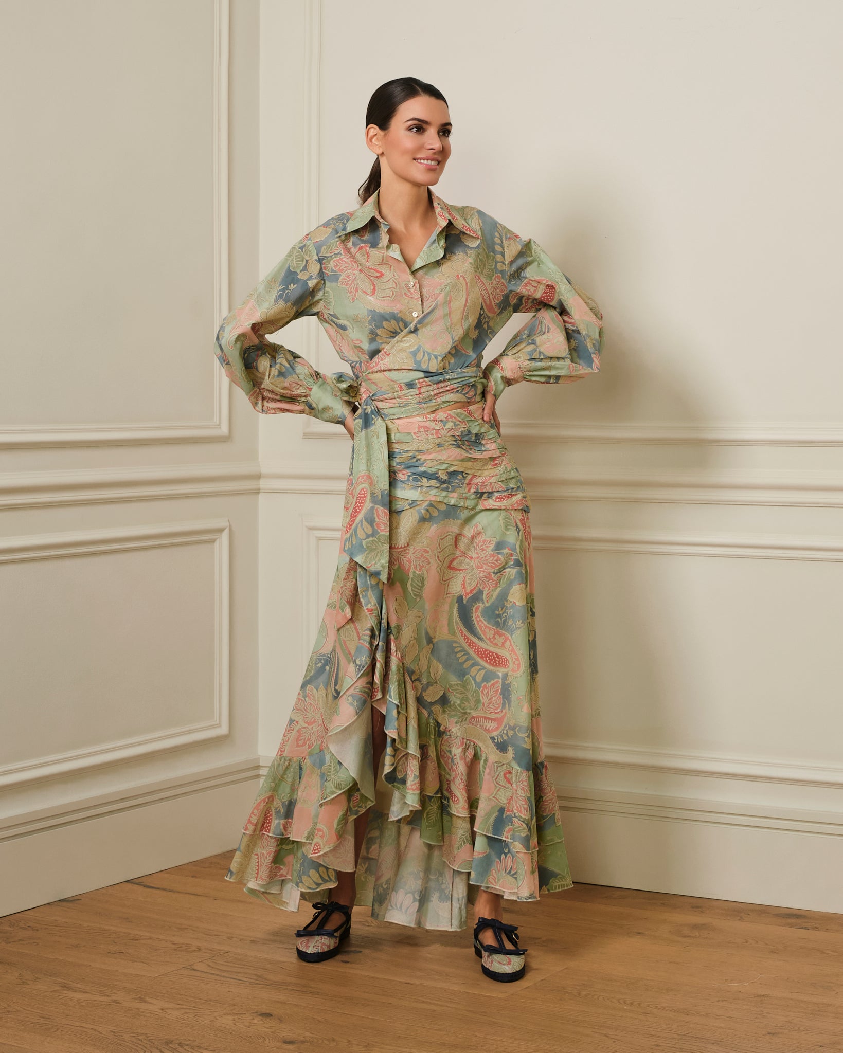 FALDA CRUZADA ASIMÉTRICA PAISLEY PASTEL