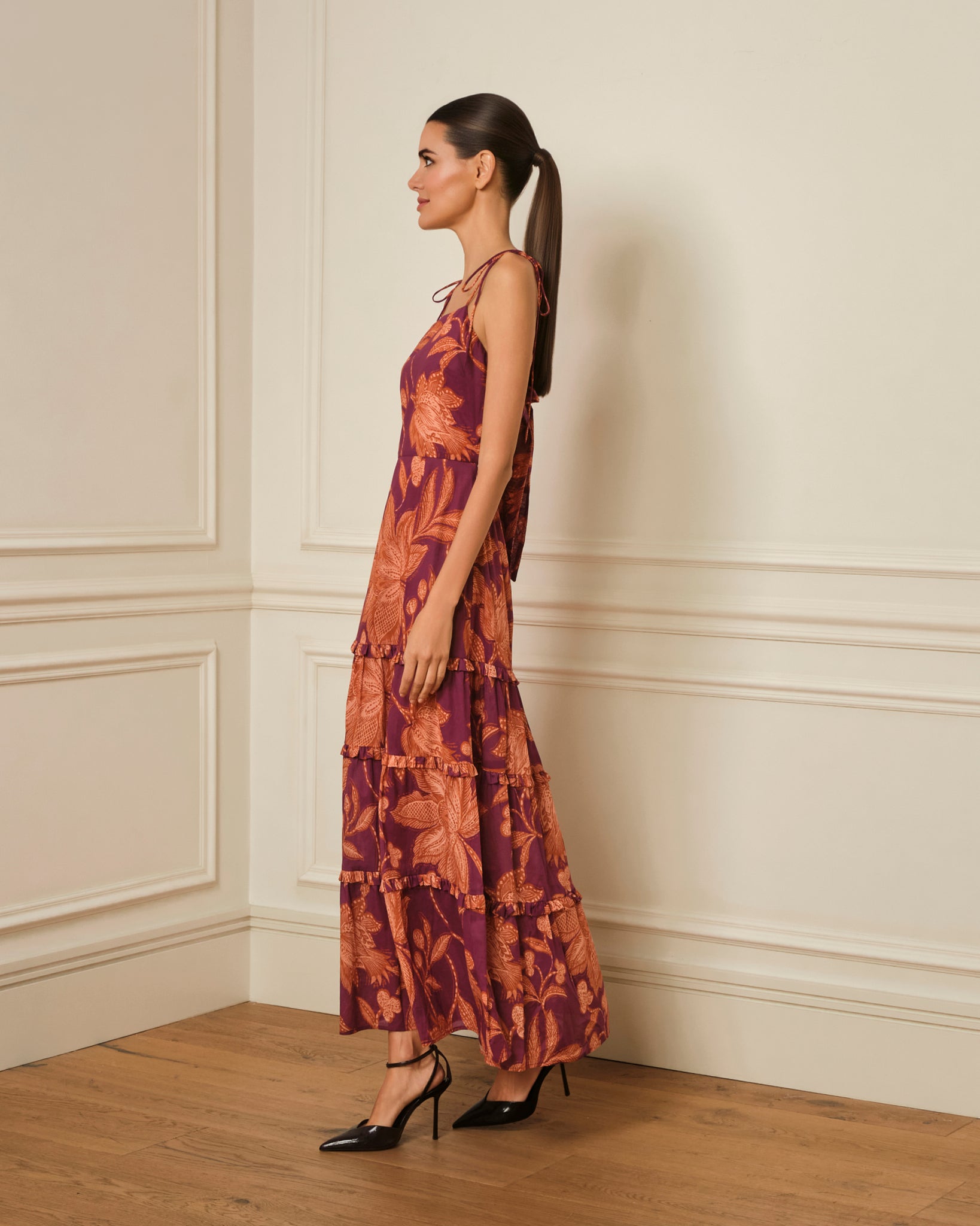 VESTIDO TIRANTES CON ESTAMPADO MORADO