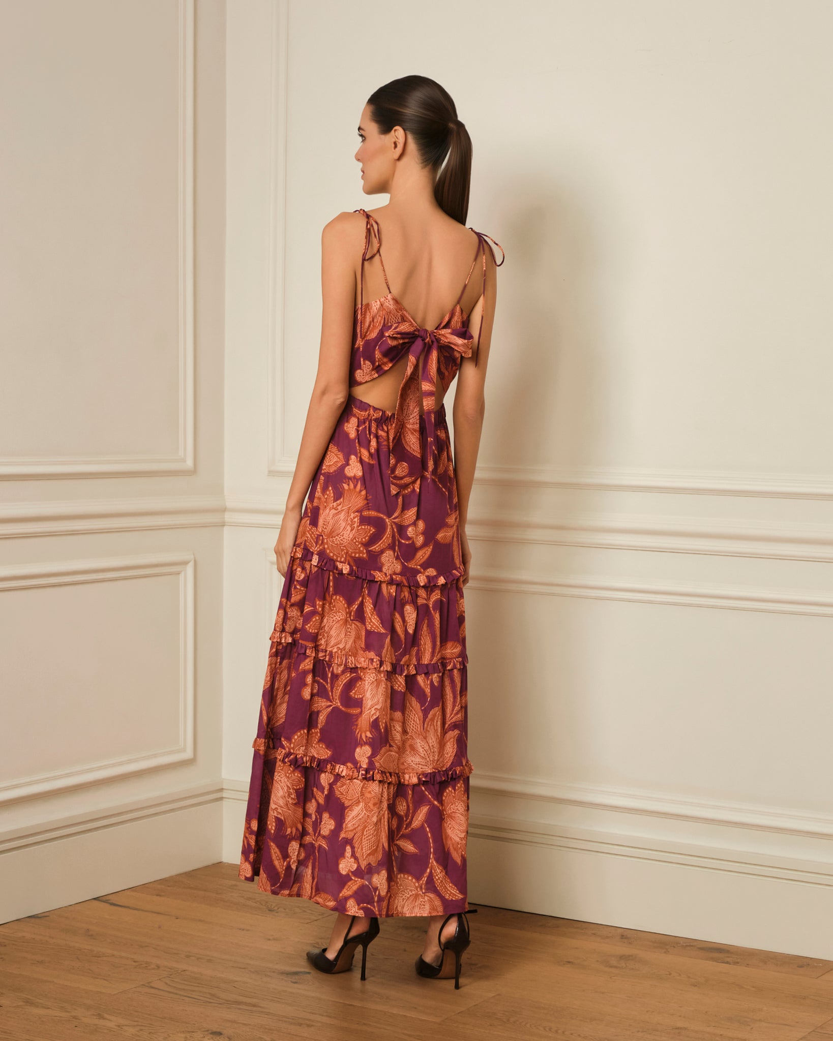 VESTIDO TIRANTES CON ESTAMPADO MORADO