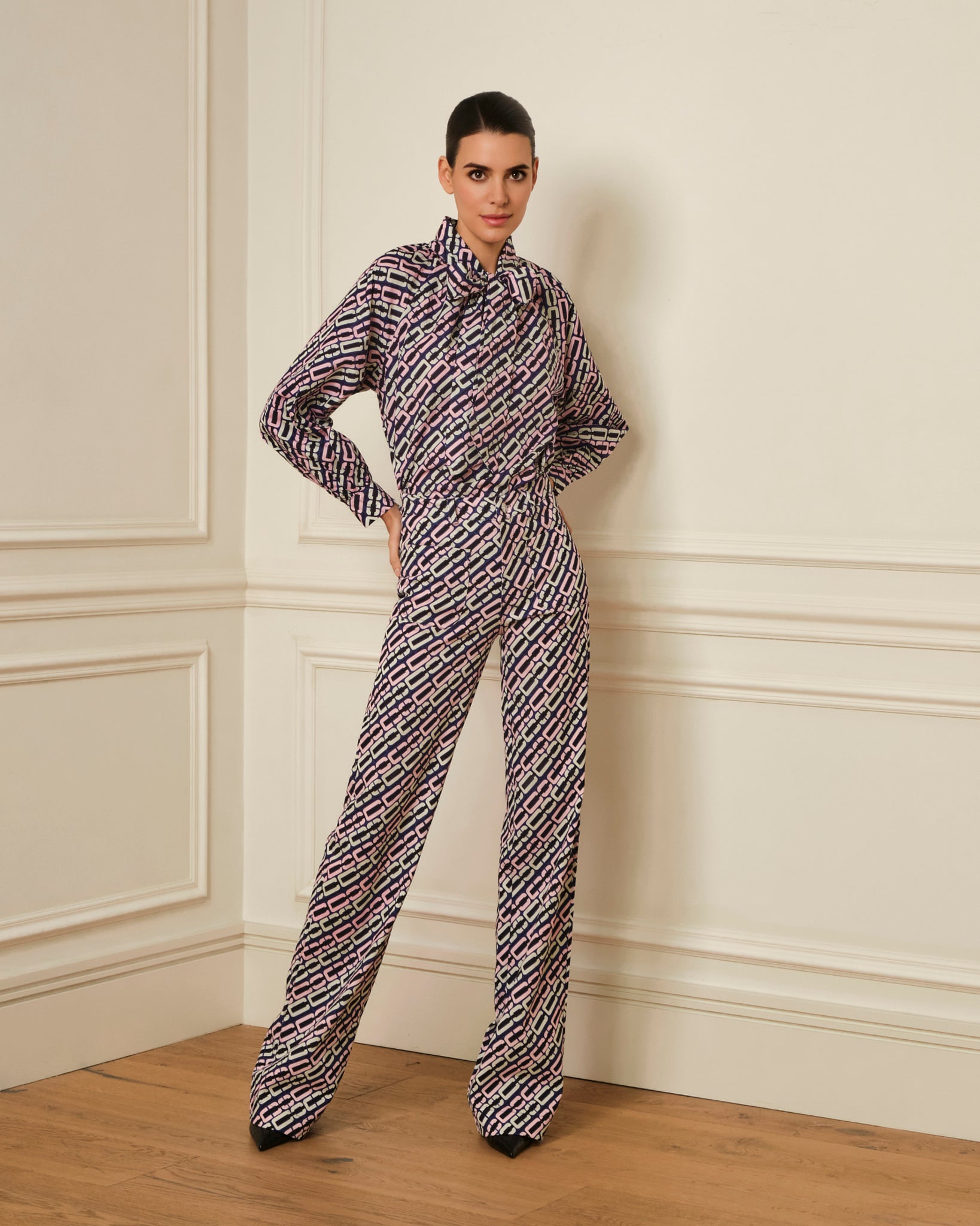 BLUSA MANGA ABULLONADA CON ESTAMPADO