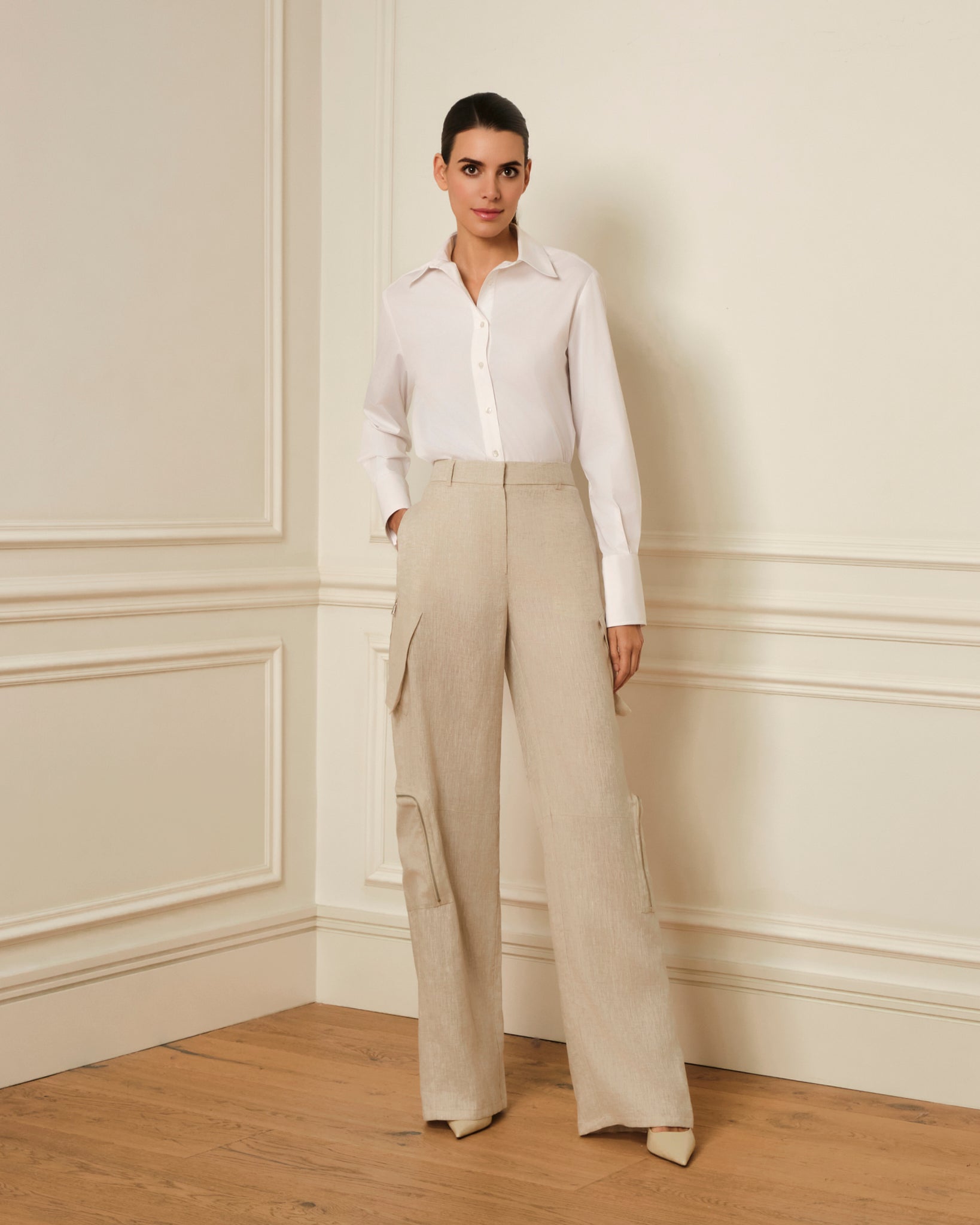 PANTALÓN DE LINO CARGO CRUDO