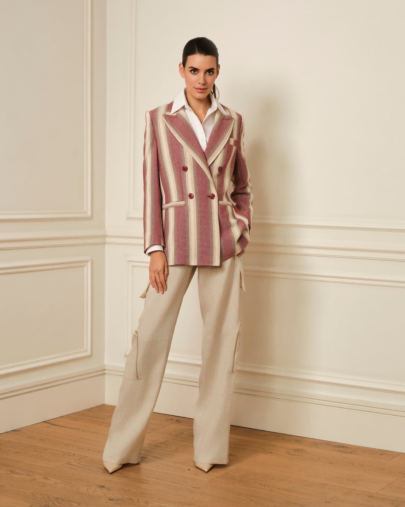 AMERICANA DE RAYAS BURDEOS