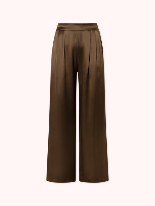 PANTALÓN SATINADO PALAZZO MARRÓN