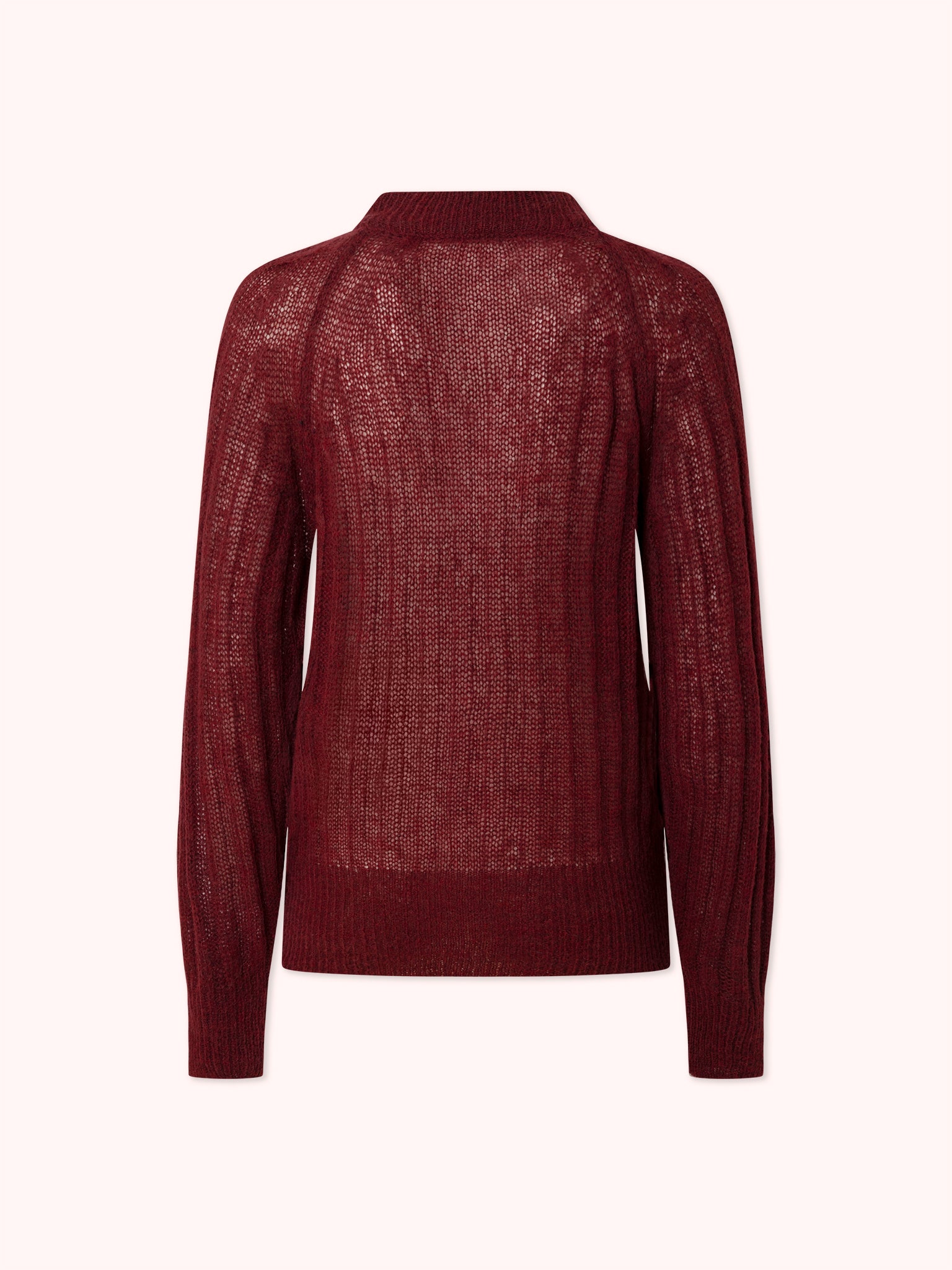 SUÉTER DE PUNTO CANALÉ CON CUELLO REDONDO BURDEOS
