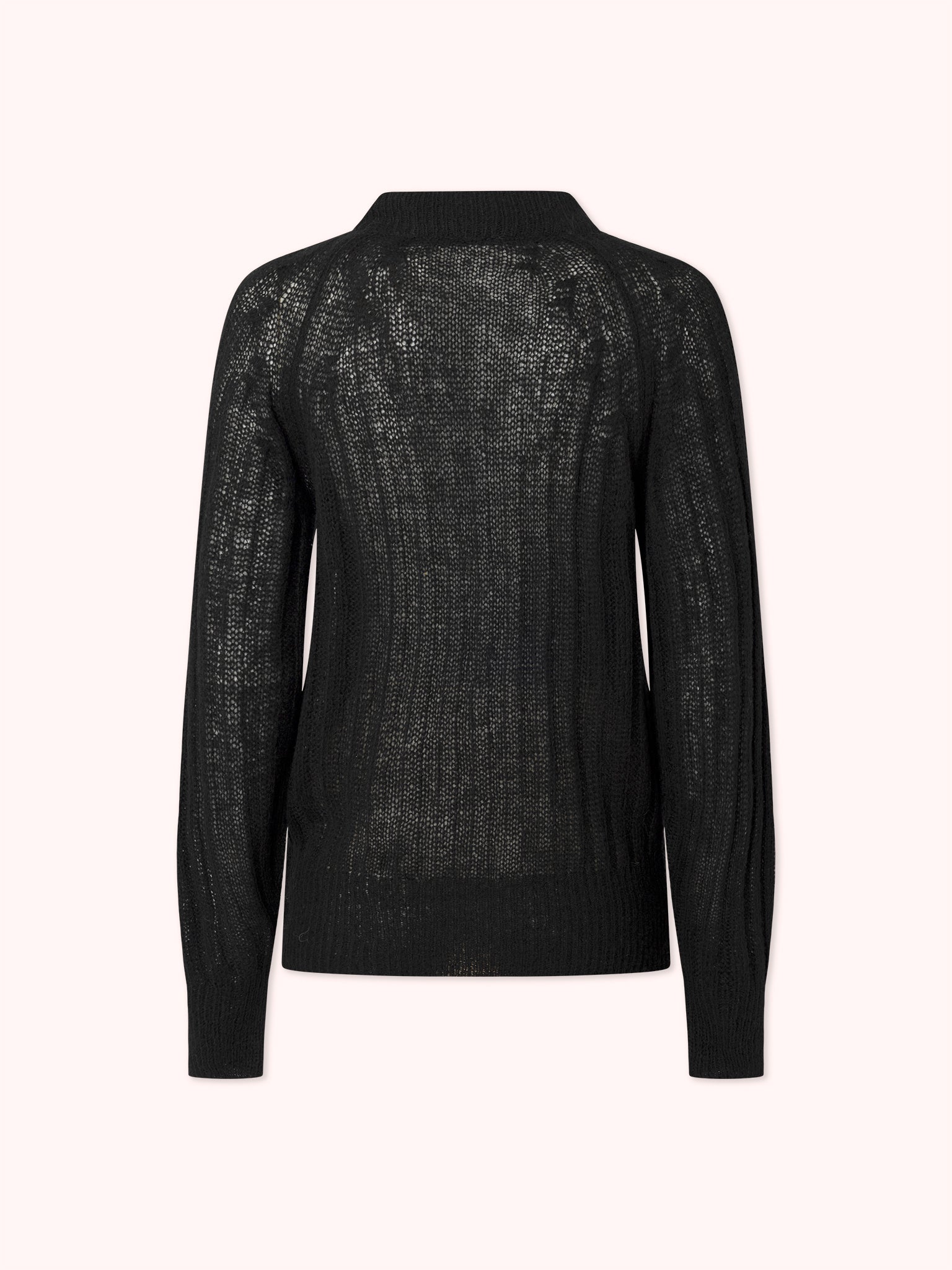 SUÉTER DE PUNTO CANALÉ CON CUELLO REDONDO NEGRO