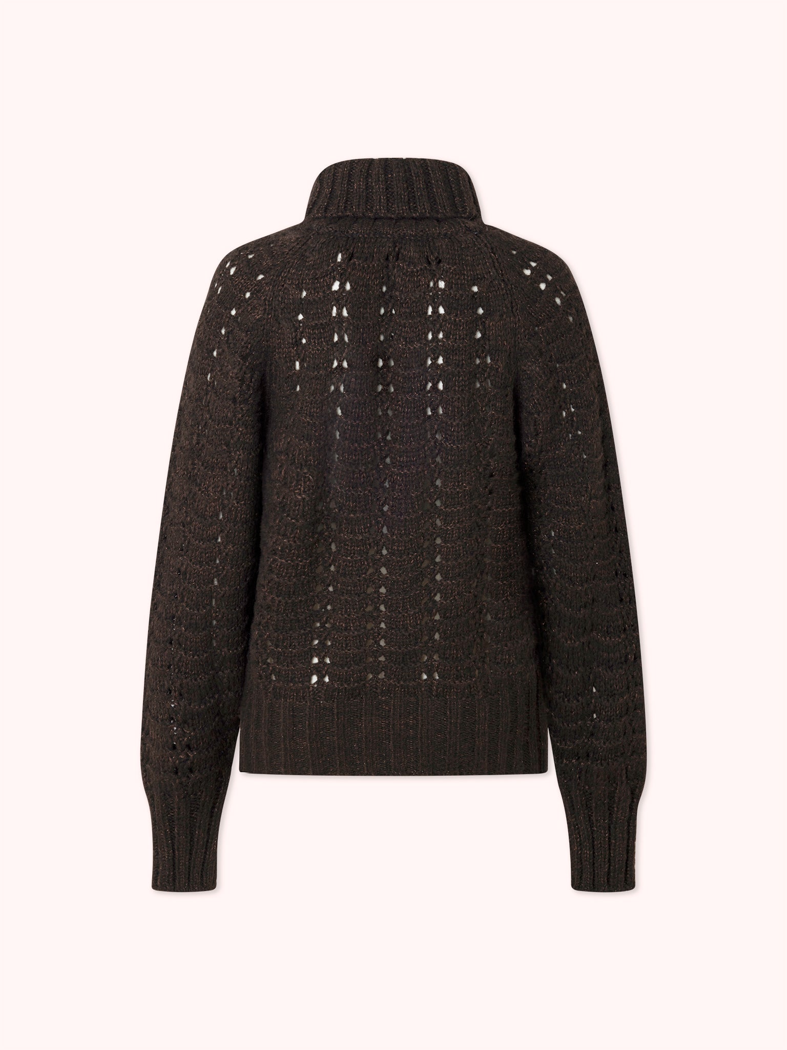 SUÉTER DE PUNTO CALADO CON CUELLO CISNE MARRÓN