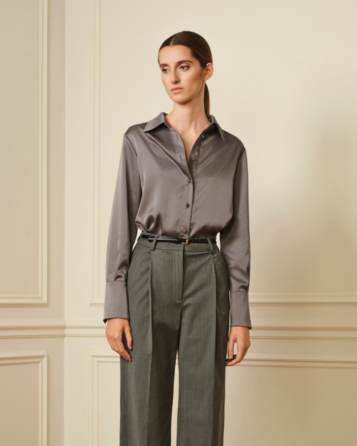 CAMISA SATINADA GRIS