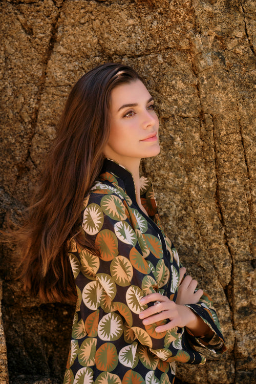 KAFTÁN CORTO ESTAMPADO SOLES TOSTADO CLAIRE