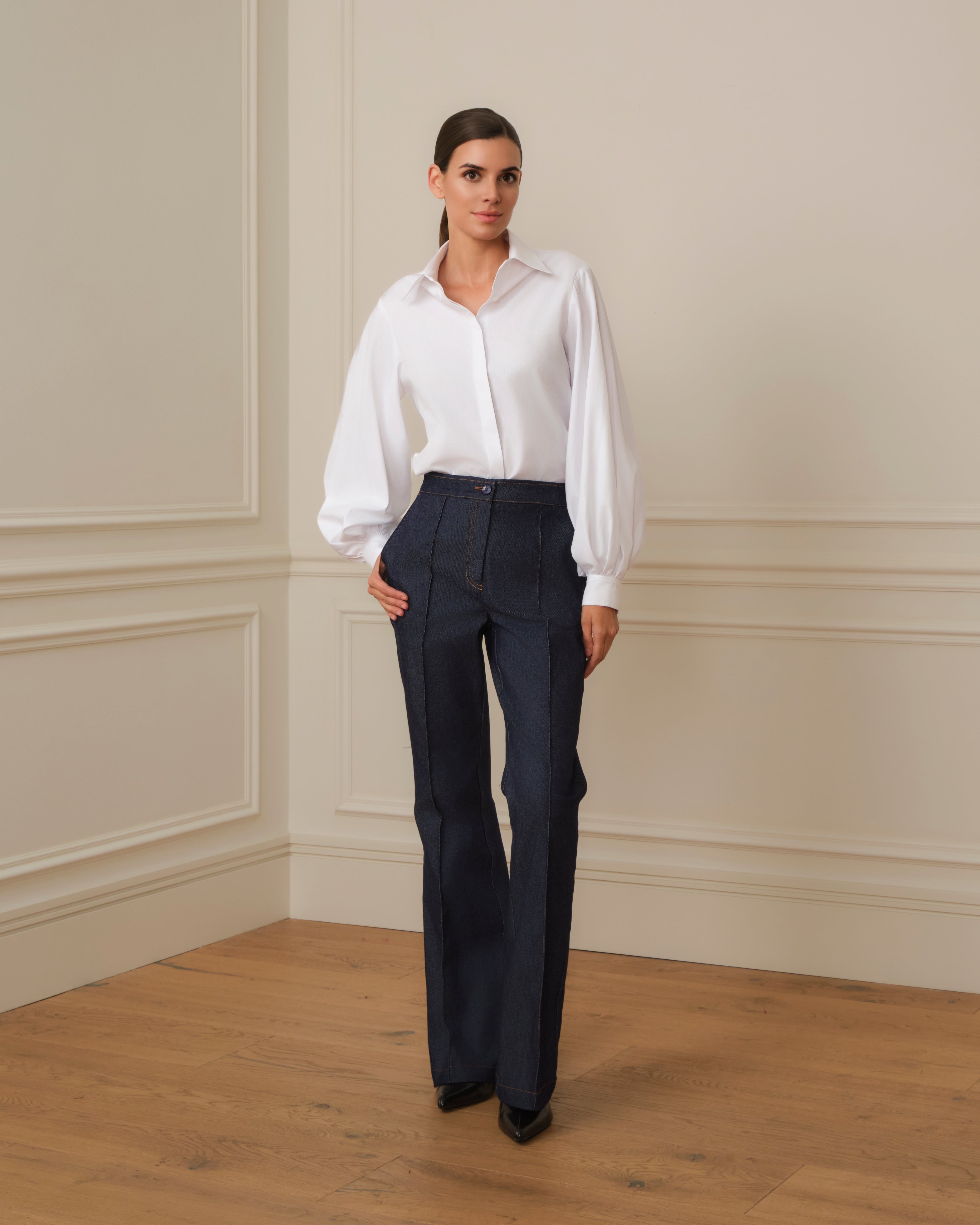 CAMISA DE MANGA ABULLONADA BLANCA