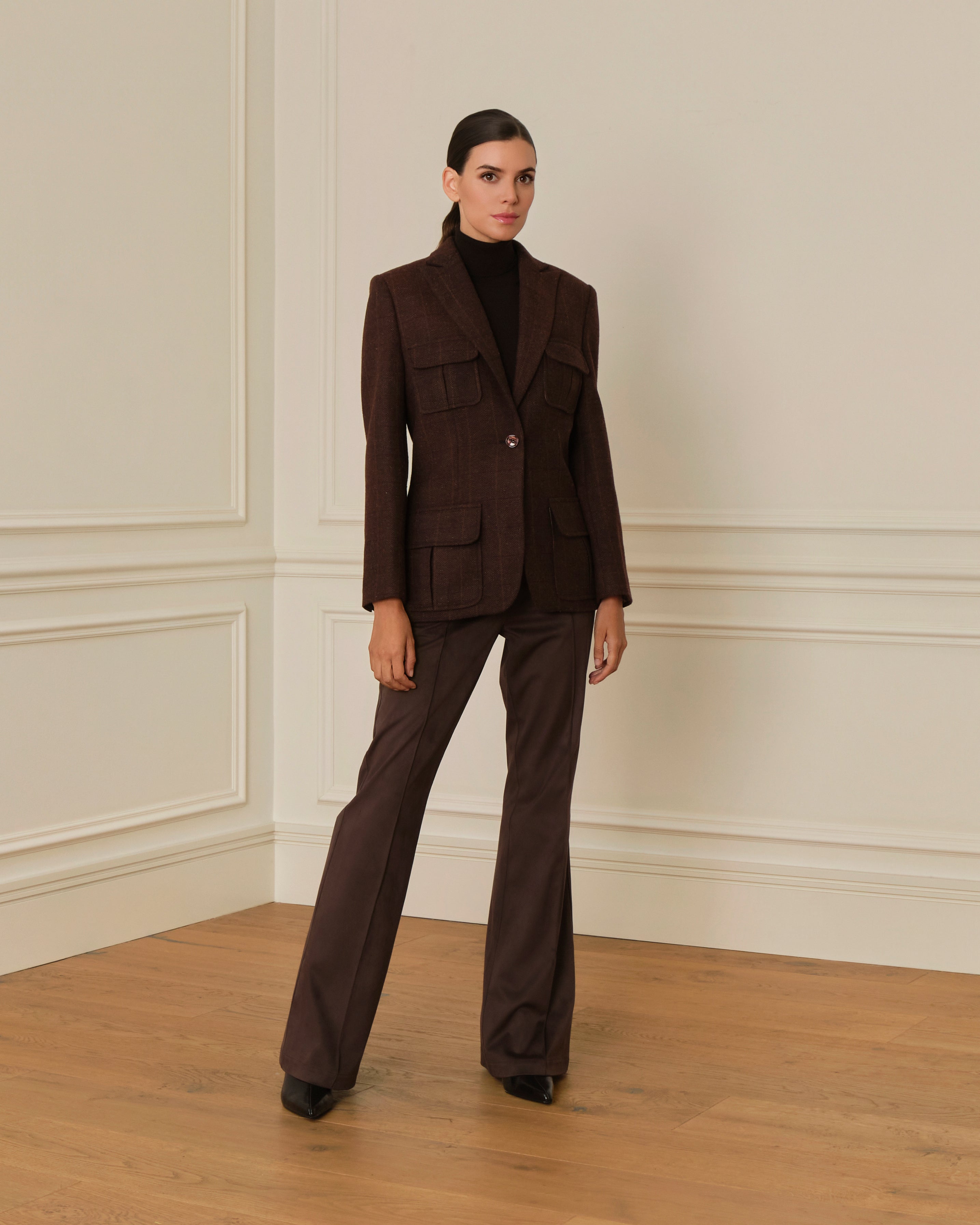 BLAZER DE LANA CON BOLSILLOS DE SOLAPA GRANATE