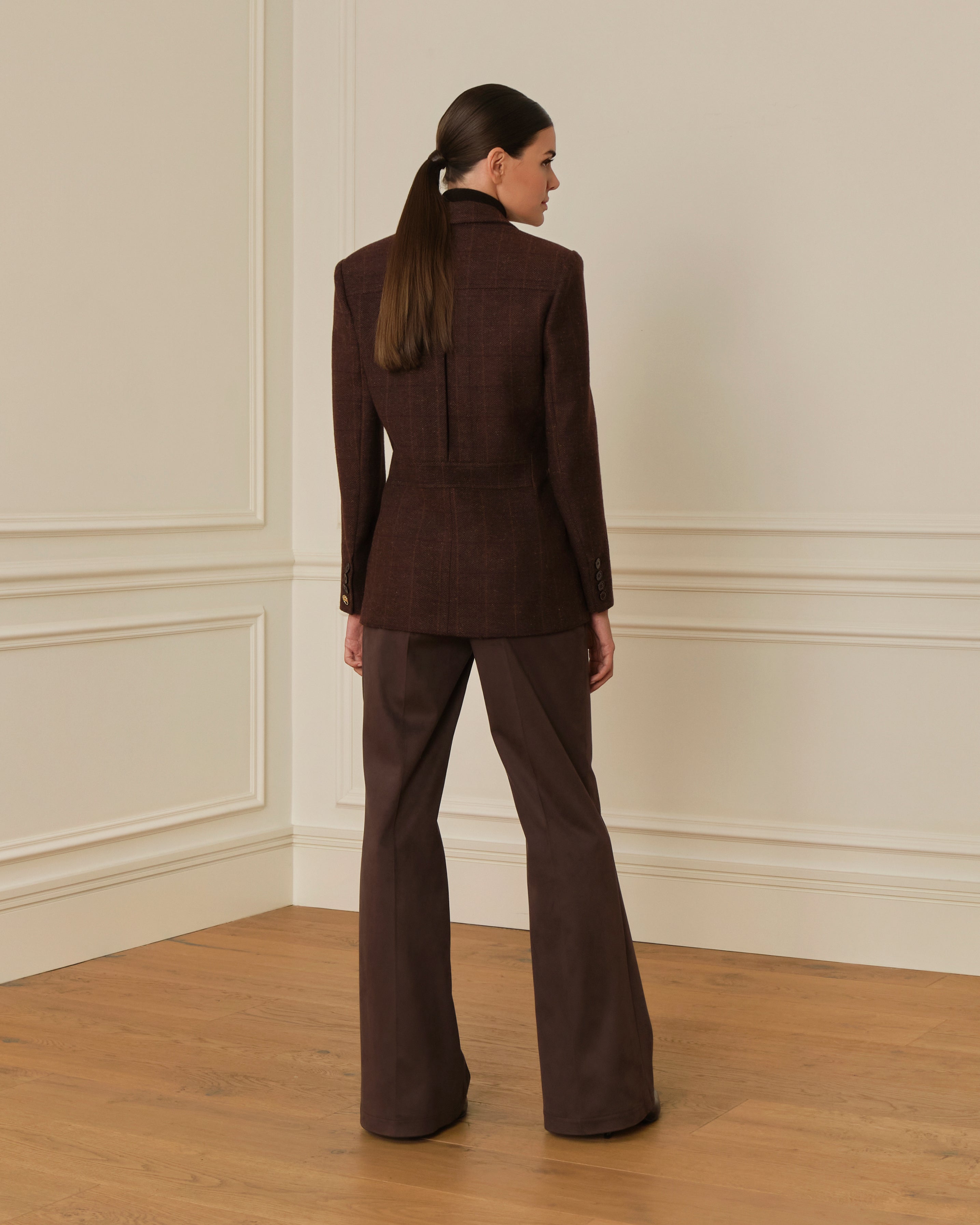 BLAZER DE LANA CON BOLSILLOS DE SOLAPA GRANATE