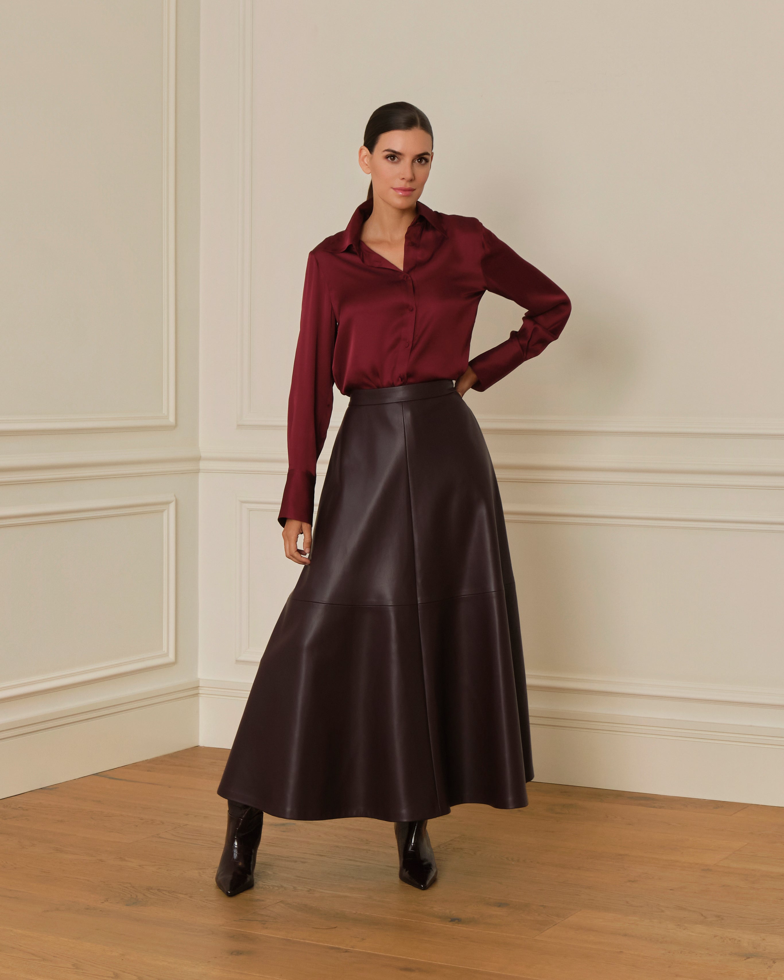 CAMISA SATINADA GRANATE