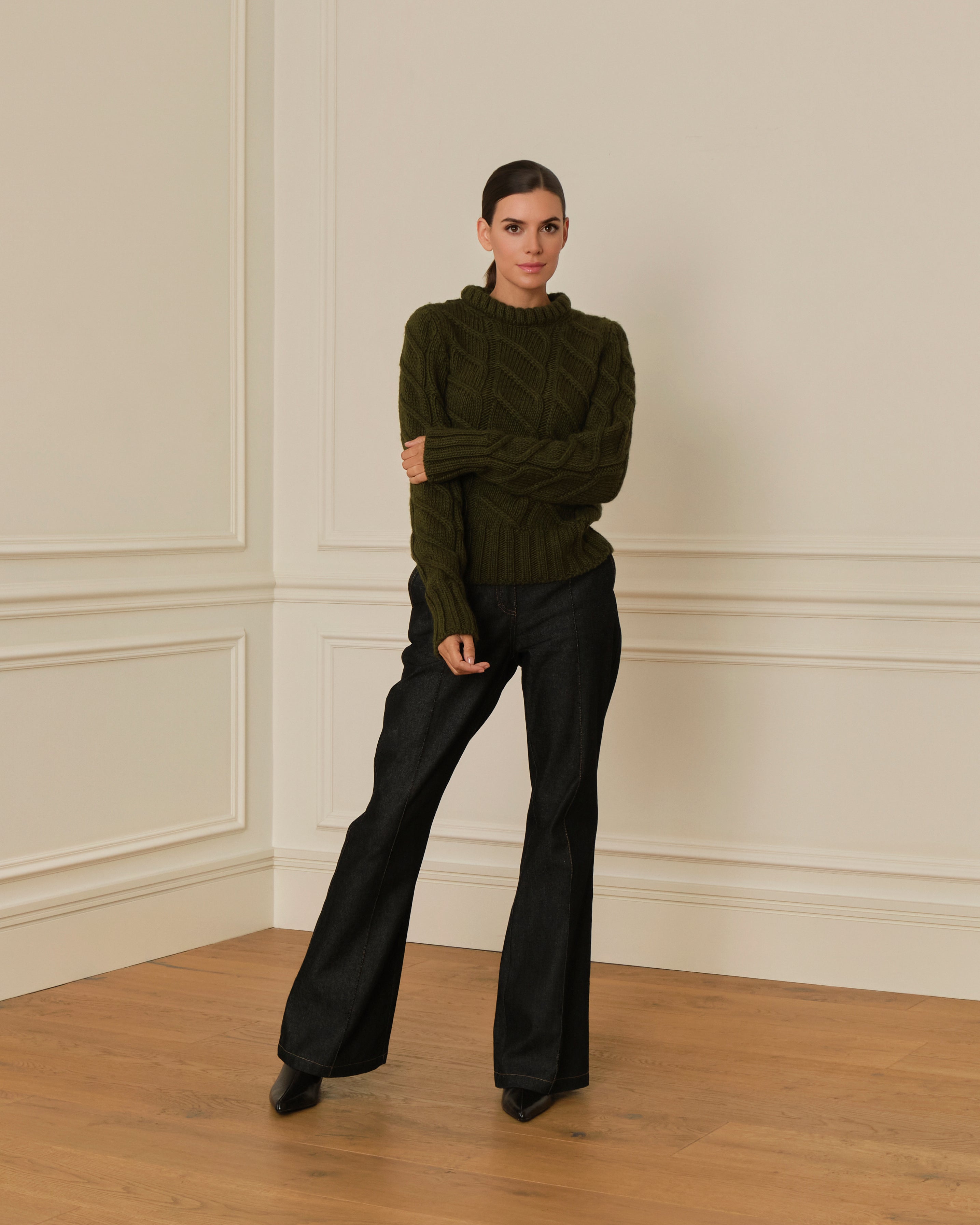 SUÉTER DE PUNTO TRENZADO VERDE