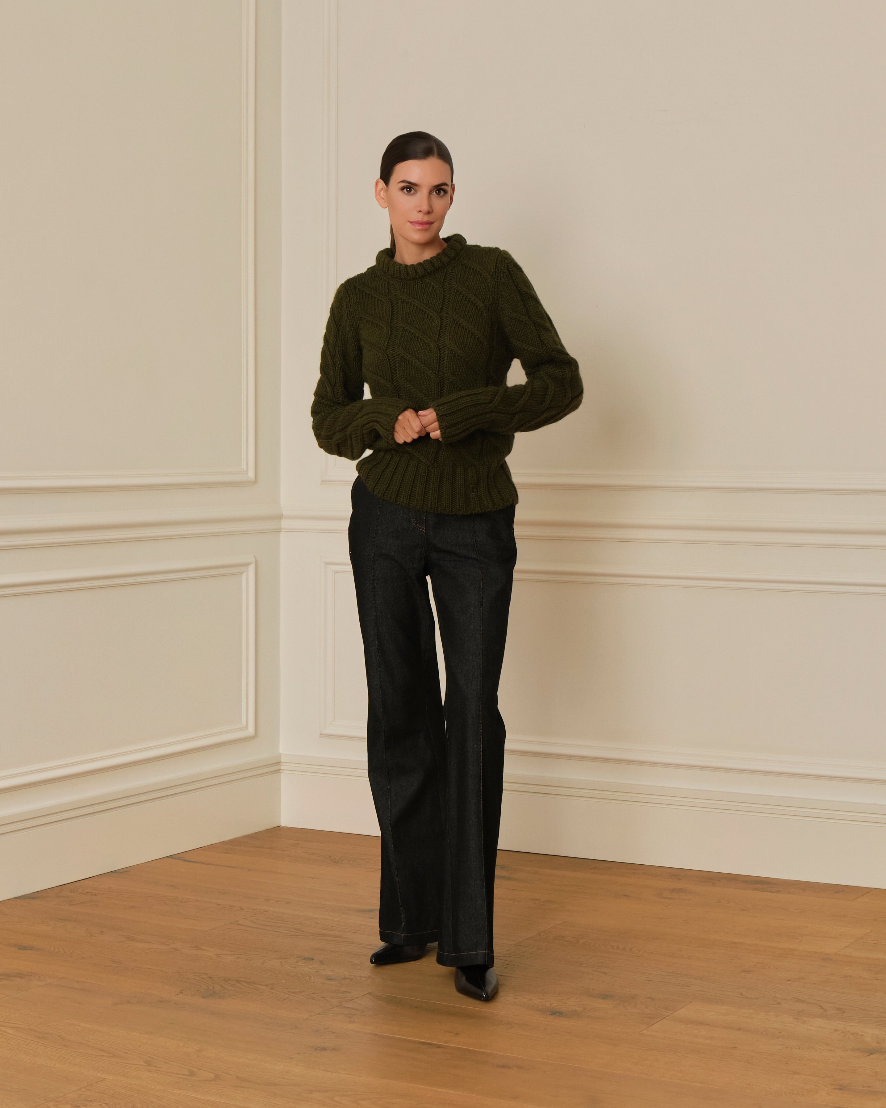 SUÉTER DE PUNTO TRENZADO VERDE