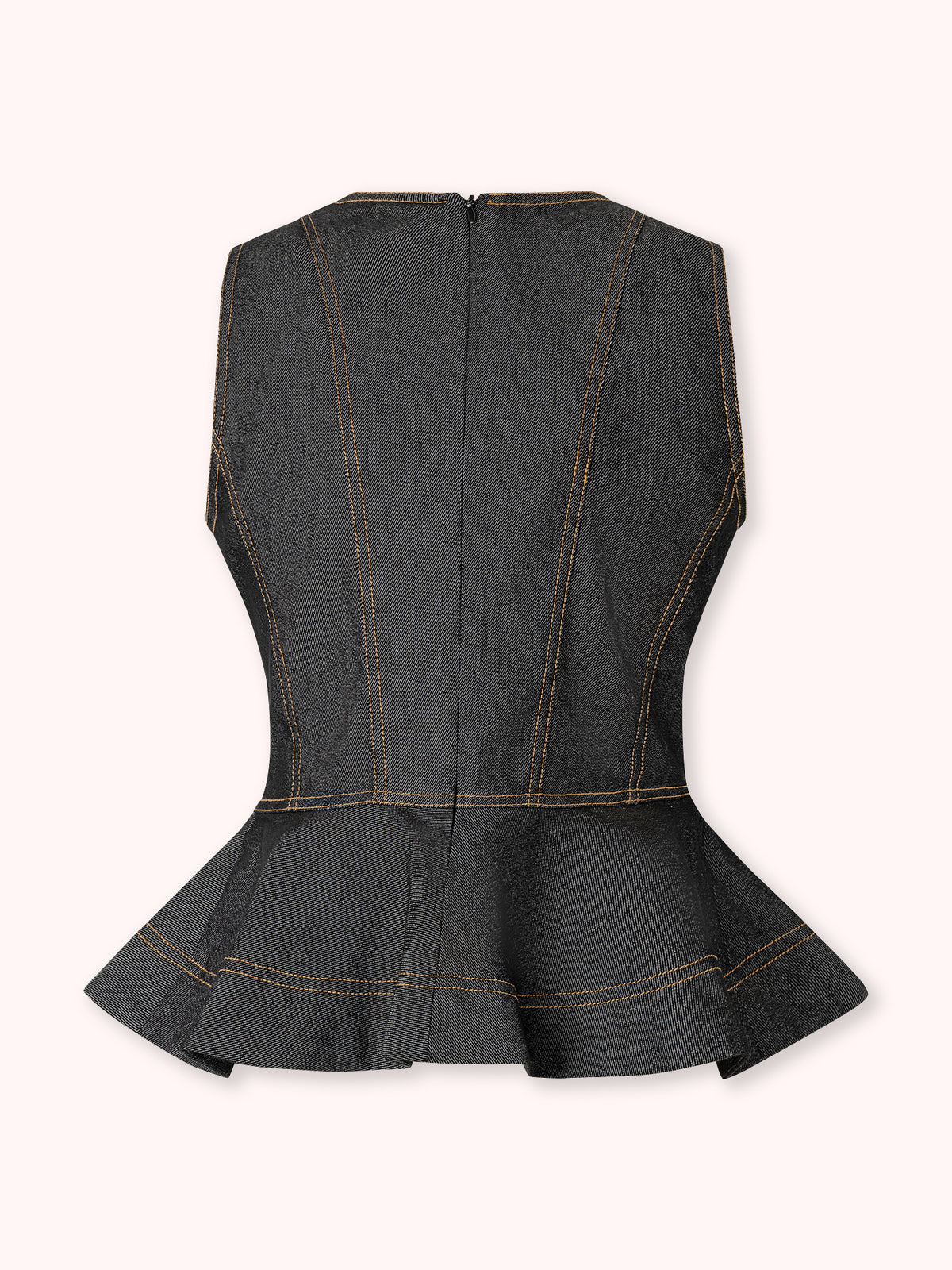 TOP DE PEPLUM CON COSTURAS VISTA NEGRO