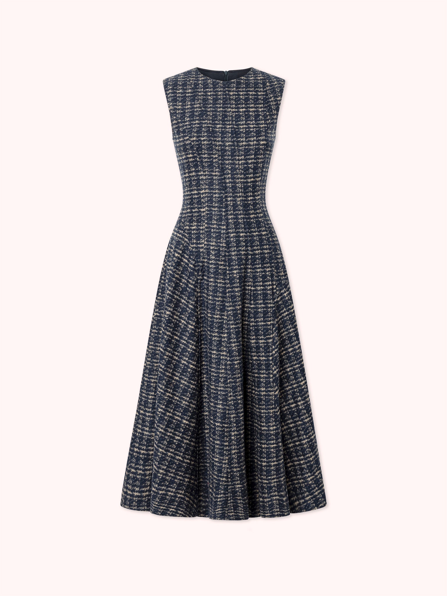 VESTIDO MIDI DE TWEED AZUL MARINO