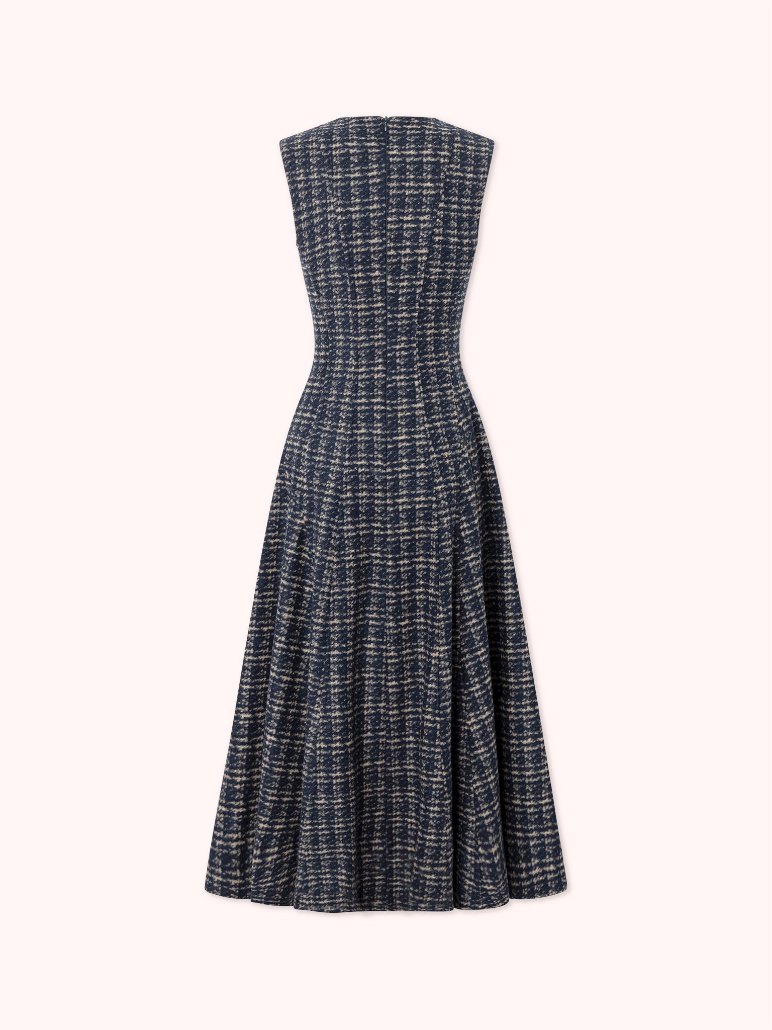 VESTIDO MIDI DE TWEED AZUL MARINO