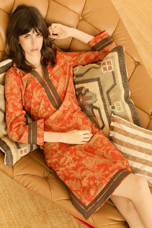 KAFTÁN CORTO TOILE DE JOUY NARANJA CLAIRE