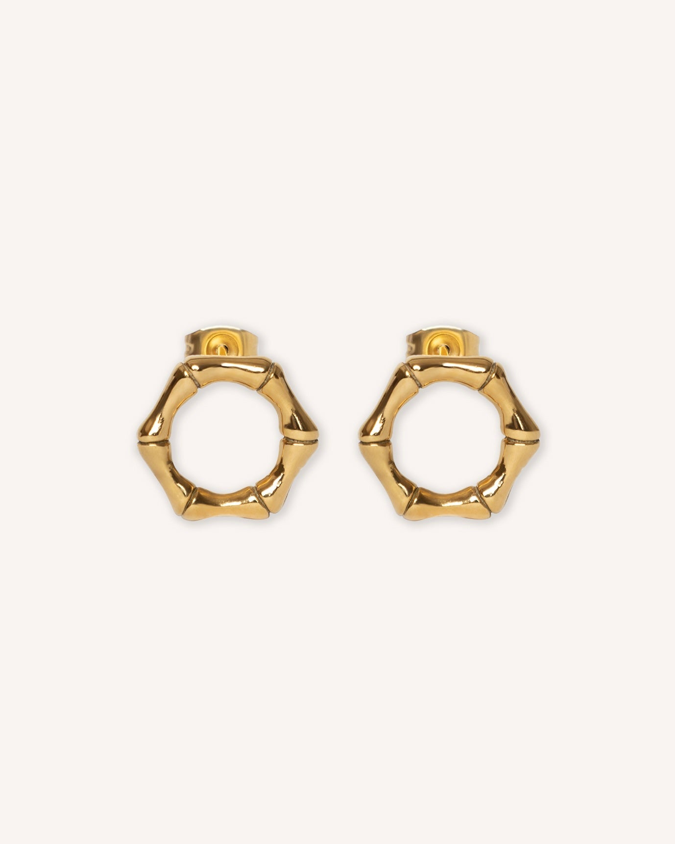 BRINCOS CÍRCULOS DE BAMBU DOURADOS - Seeiou