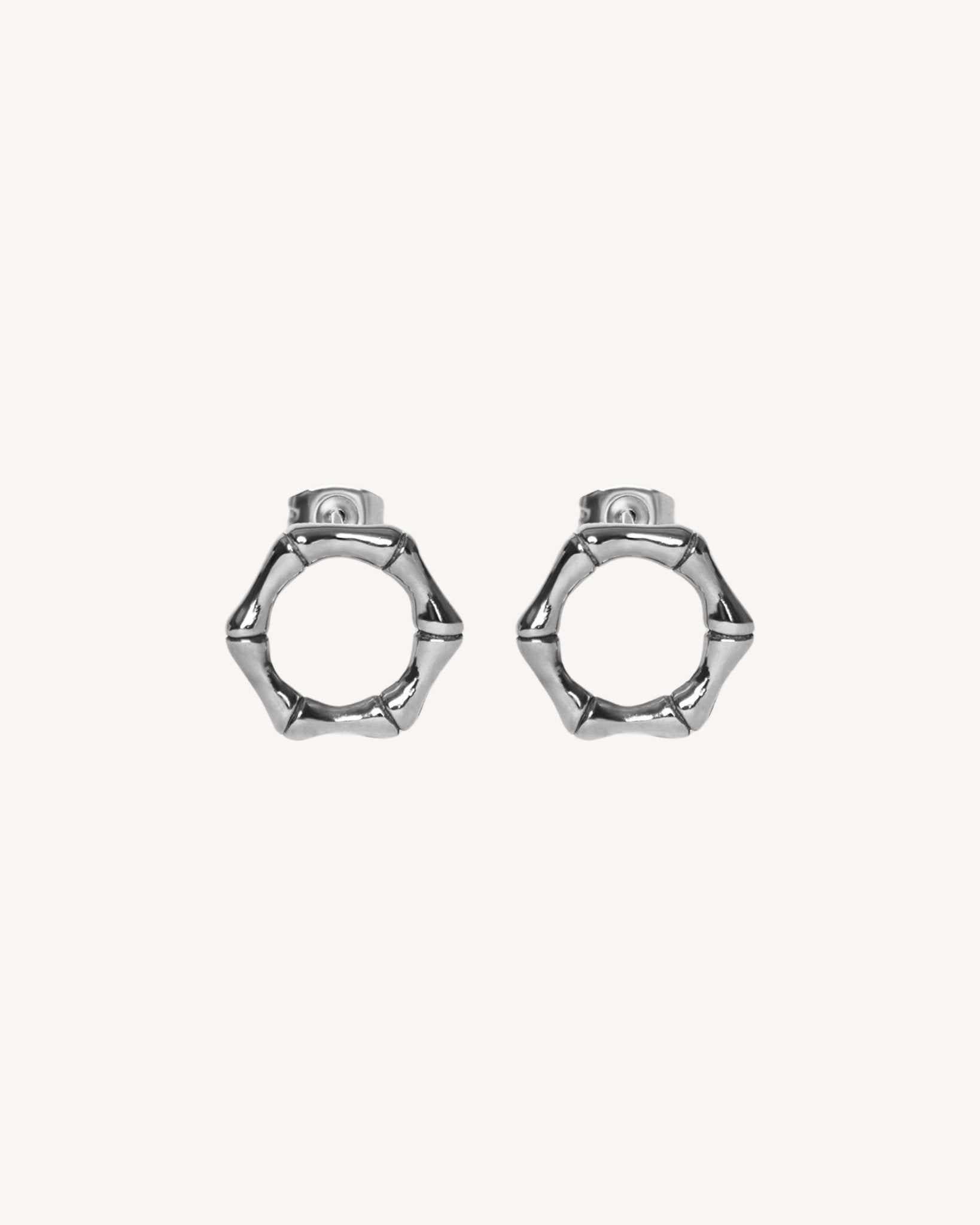 BRINCOS CÍRCULOS DE BAMBU PRATA - Seeiou