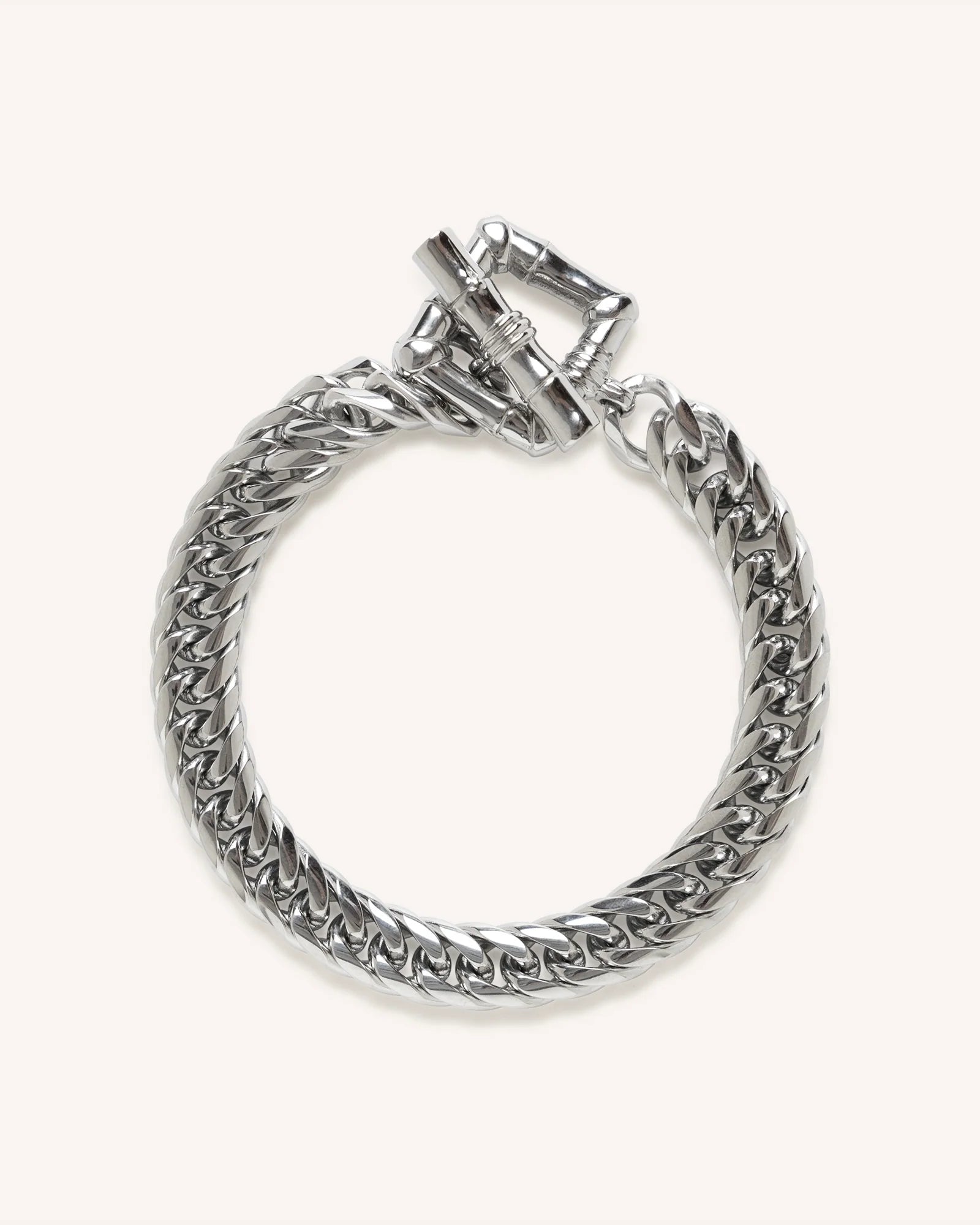 PULSERA CON CIERRE BAMBOO PLATEADO