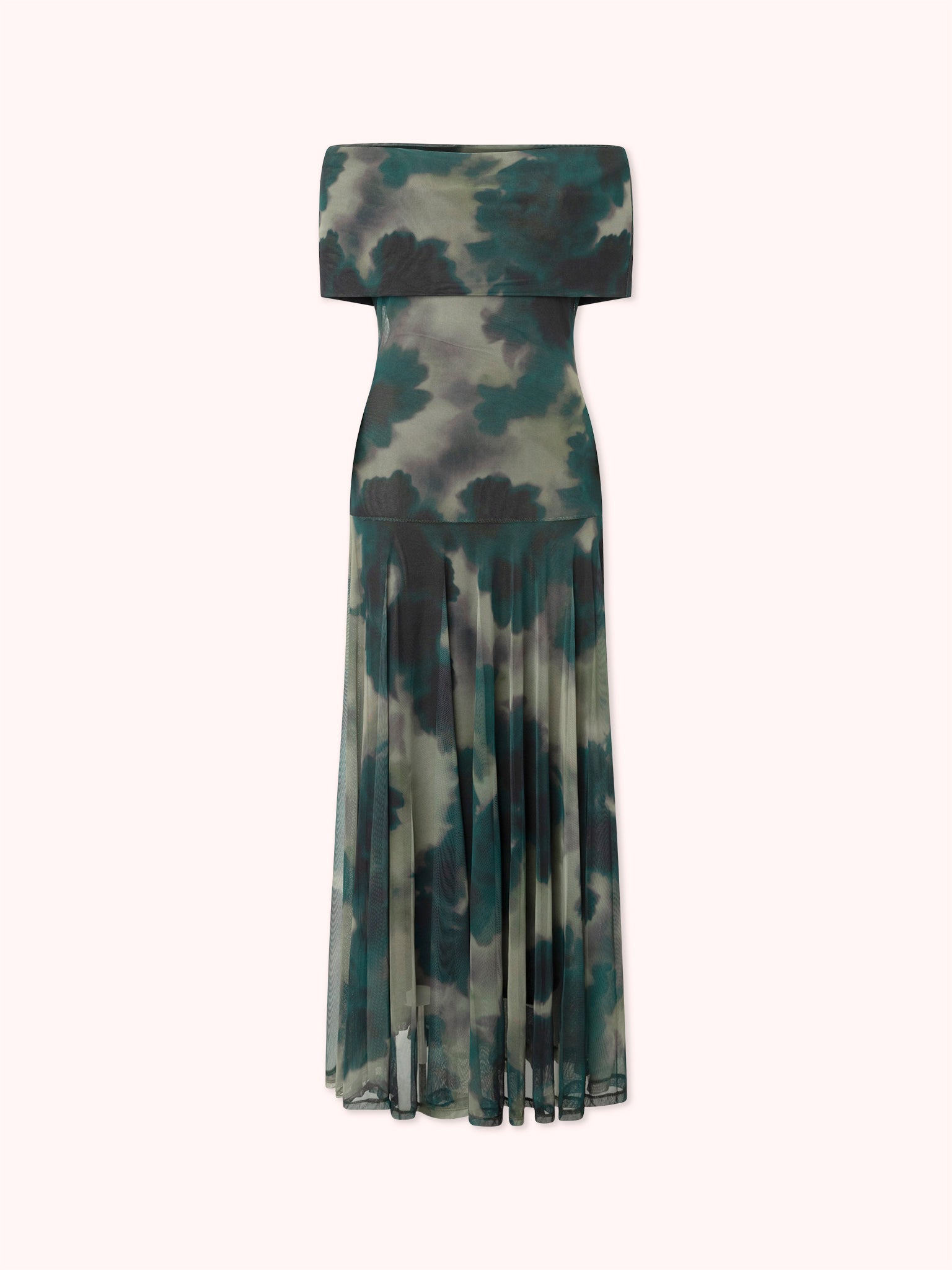 VESTIDO OFF SHOULDER DE TUL VERDE