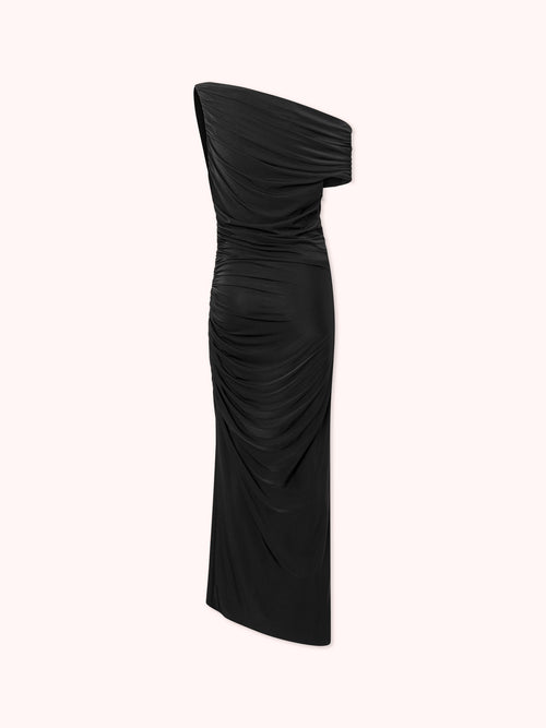VESTIDO LARGO ASIMÉTRICO NEGRO