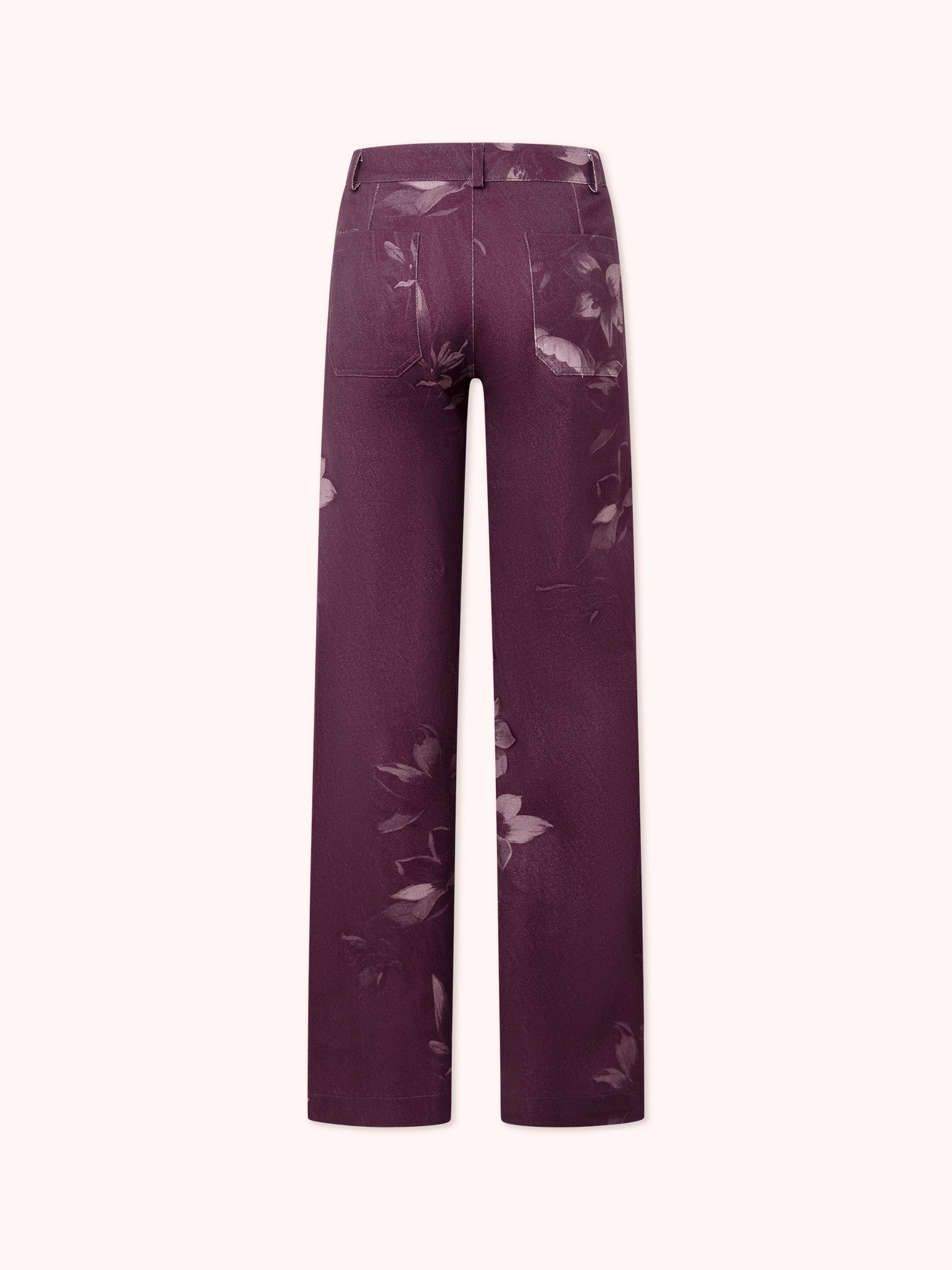 PANTALÓN FLARE CON ESTAMPADO FLORAL MORADO