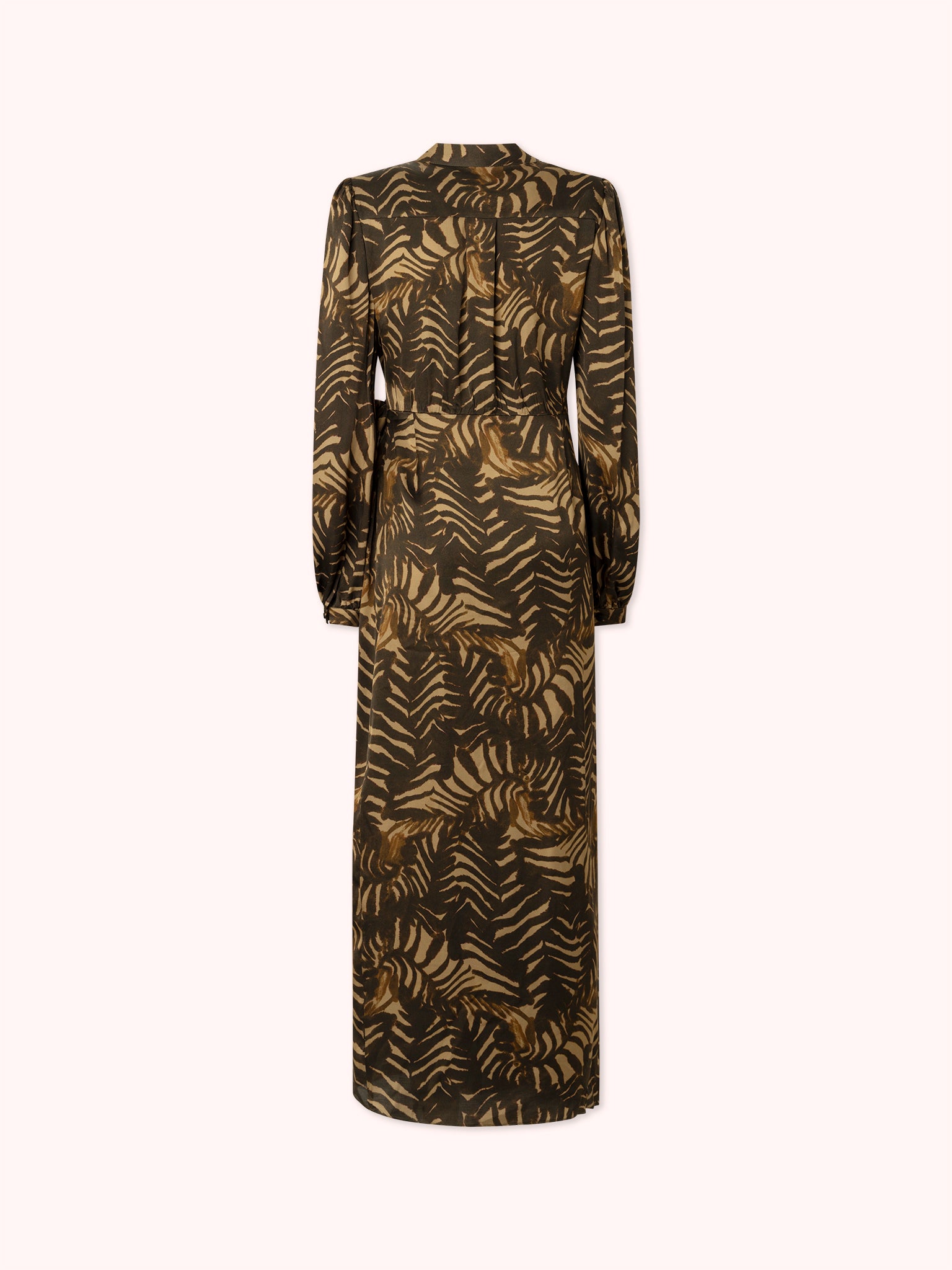 VESTIDO MIDI CRUZADO CON ESTAMPADO MARRÓN