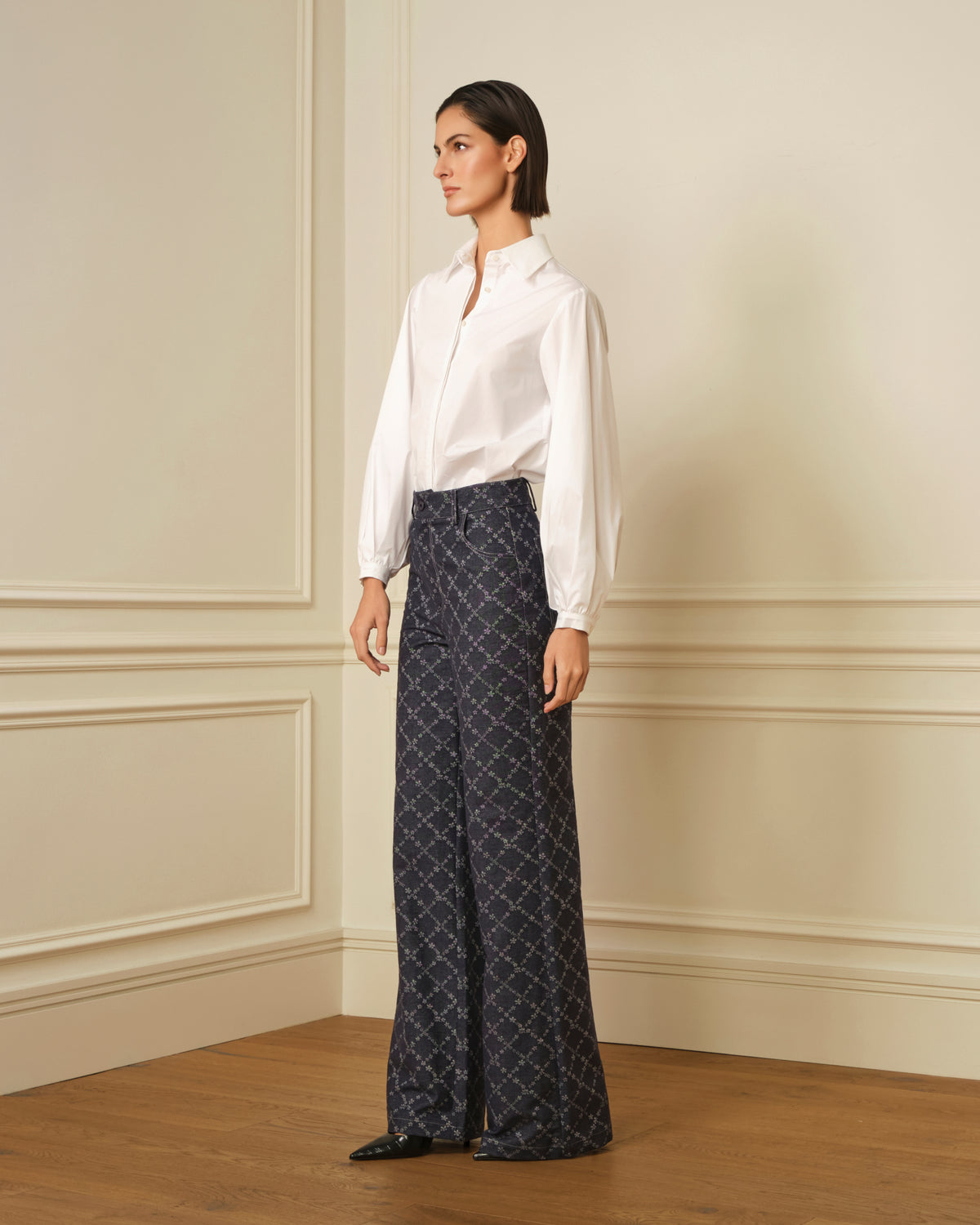 PANTALÓN RECTO FLORAL DENIM