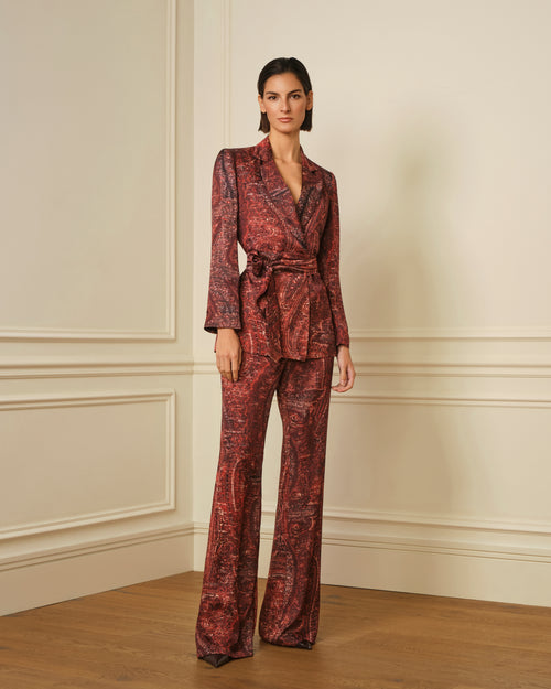 BLAZER SATINADO ESTAMPADO BURDEOS