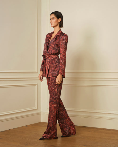 BLAZER SATINADO ESTAMPADO BURDEOS