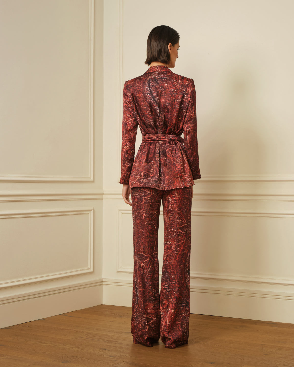 BLAZER SATINADO ESTAMPADO BURDEOS