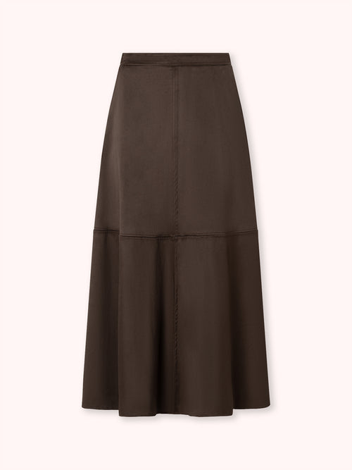 FALDA MIDI ANTE MARRÓN